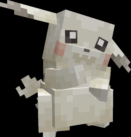 Pokopia Cosmetic Forms Data Pack Screenshot 2 Detailed view of the white Peakychu model with grey markings and red cheeks