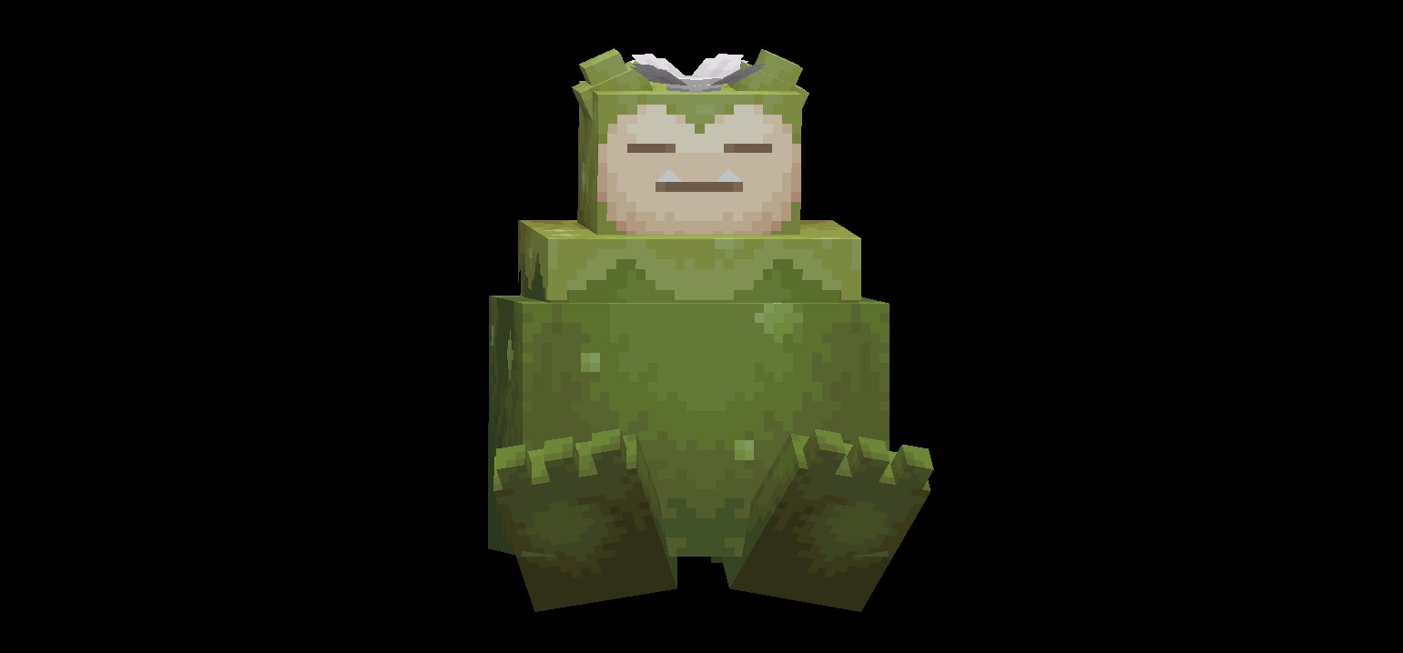 Pokopia Cosmetic Forms Data Pack Screenshot 4 Snorlax transformed into a nature themed Mosslax sitting down in Minecraft