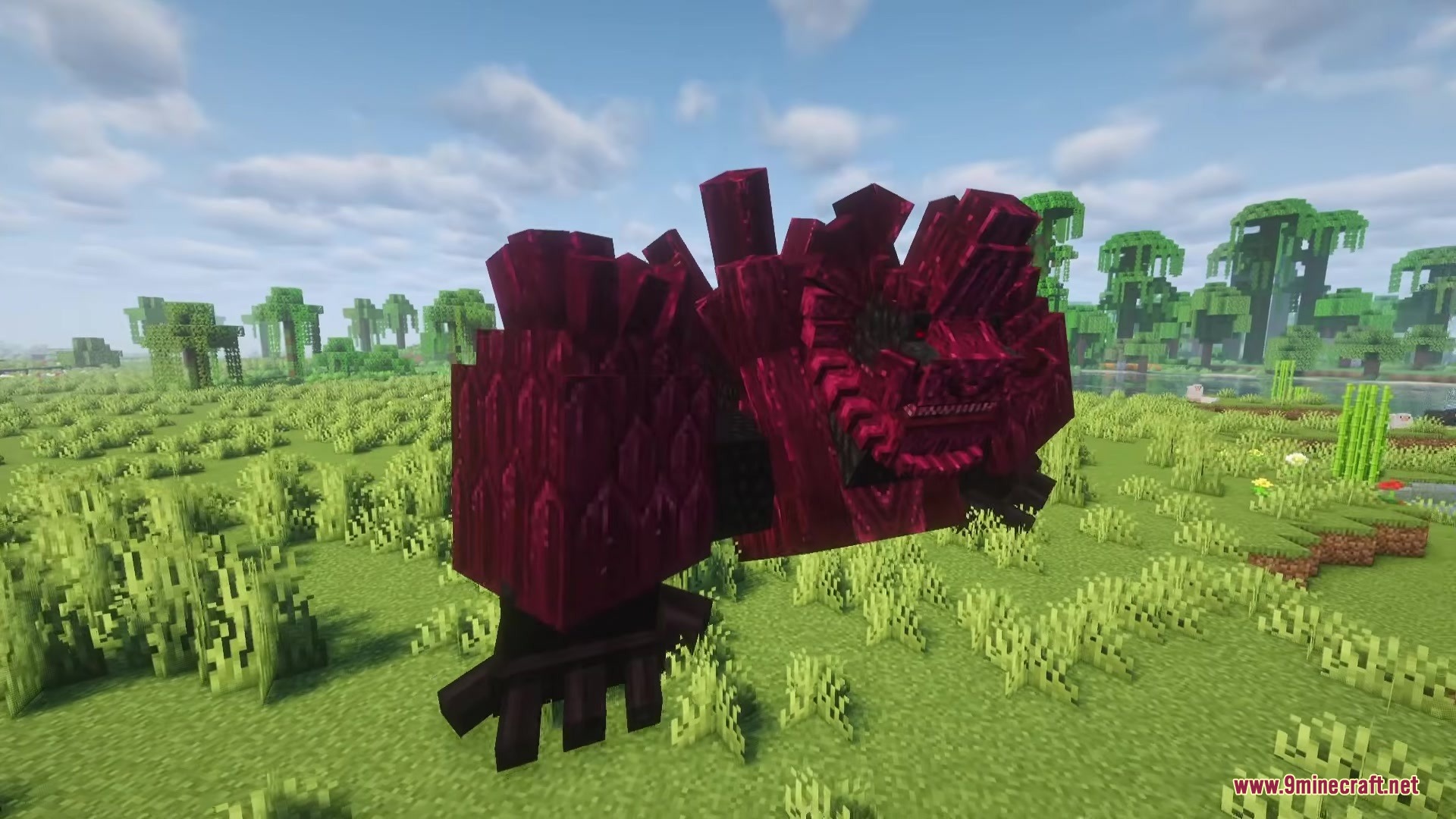 Proyect Berserk Mod Screenshot 7 The massive Grunbeld boss in dragon form stands in a grassy field