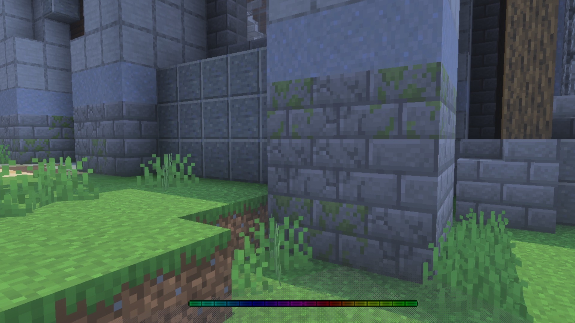 RGB XP Bar Texture Pack replaces the green experience bar with rainbow colors