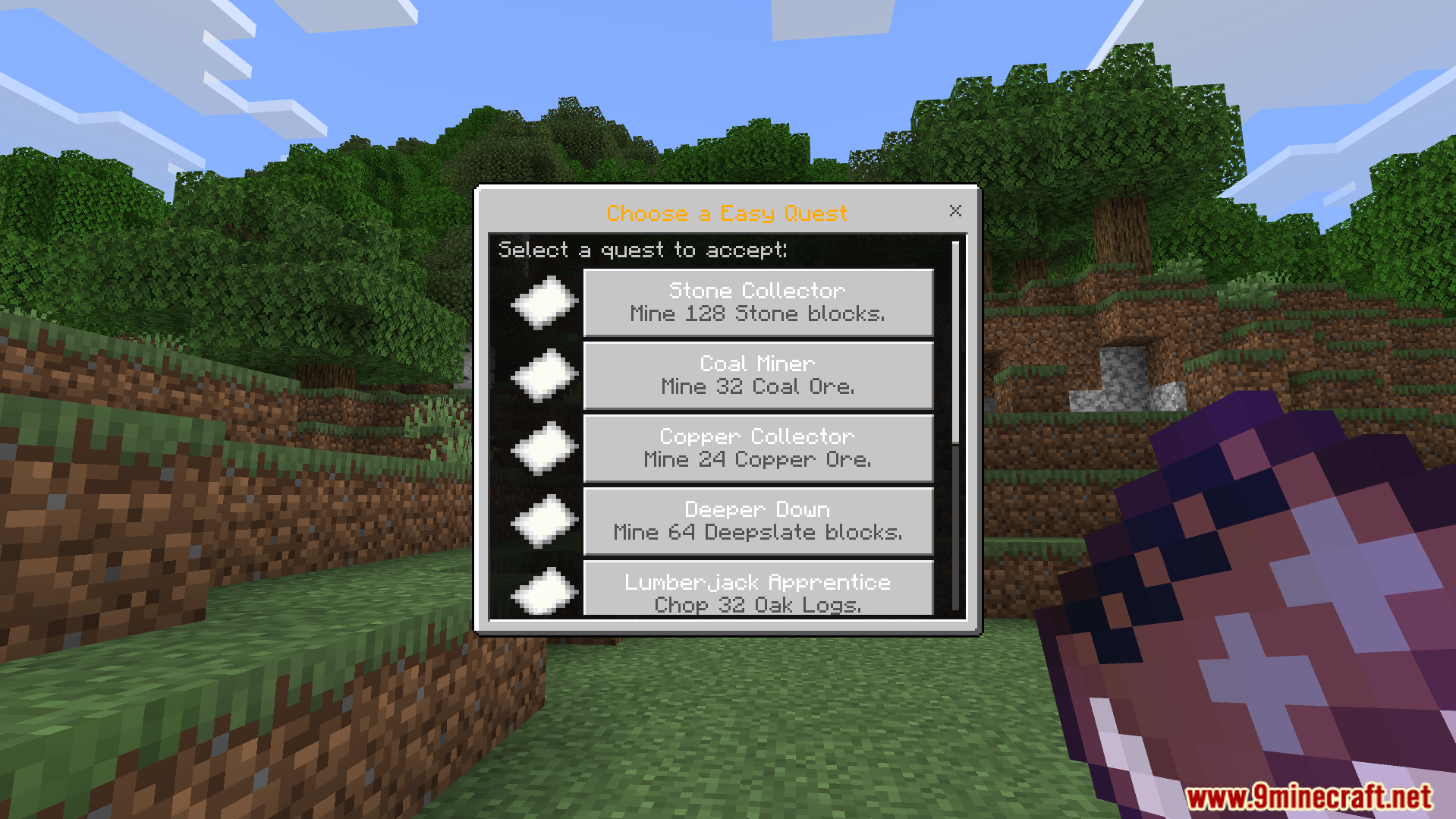 RPG Skills and Prestige Evolved Addon Screenshot 5 The RPG Skills And Prestige Evolved Addon quest menu showing easy tasks