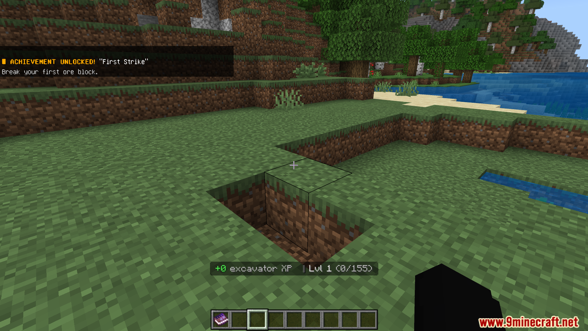 RPG Skills and Prestige Evolved Addon Screenshot 7 Player digging dirt to gain excavator experience points and unlock skill perks