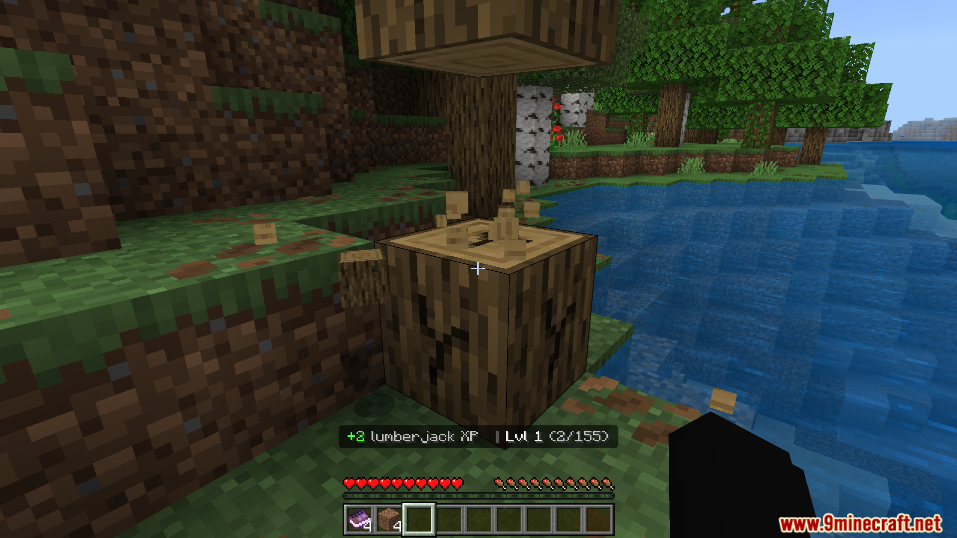 RPG Skills and Prestige Evolved Addon Screenshot 8 Player chopping wood to earn lumberjack experience points for the leveling system