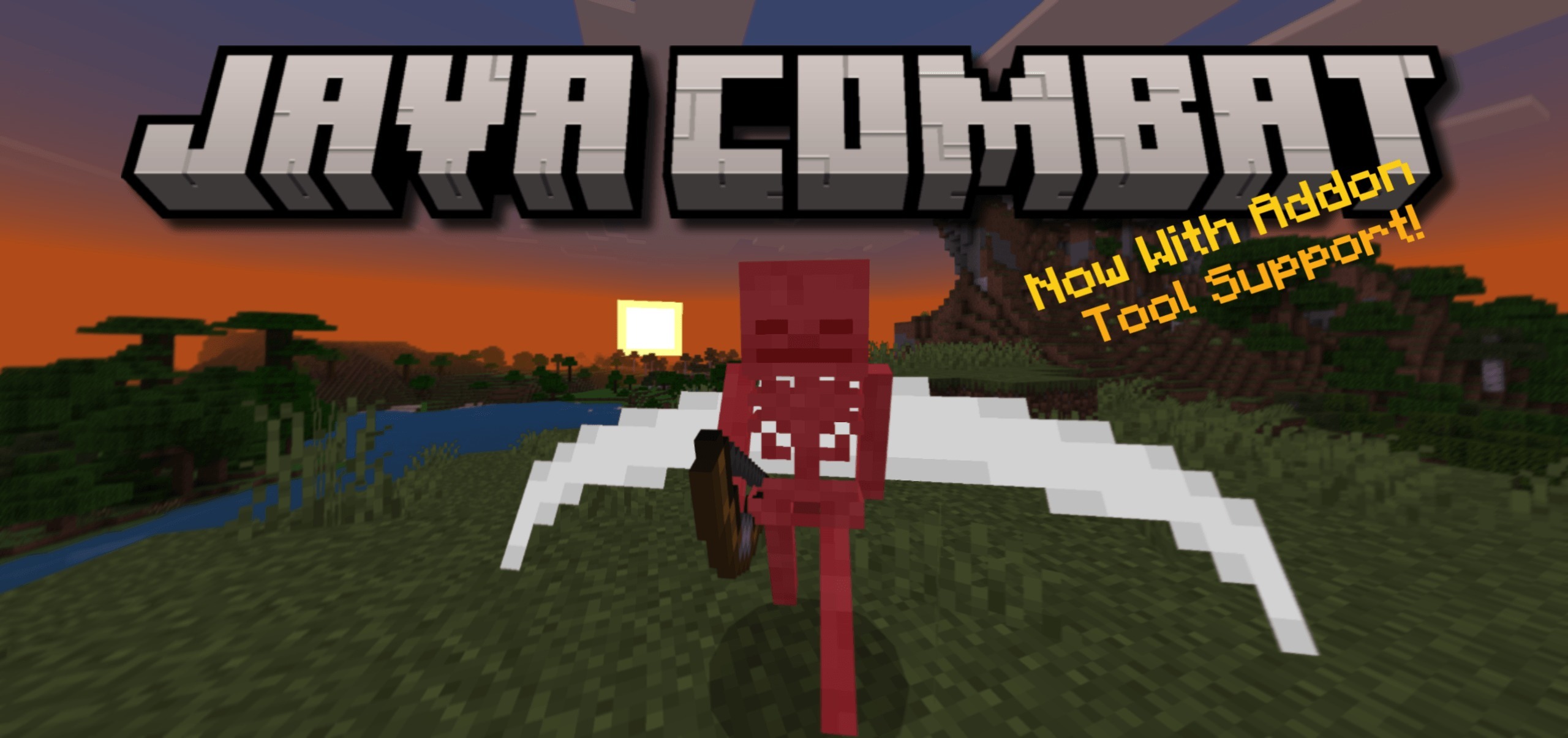 Raiyon's Java Combat Addon Screenshot 1 Java Combat Addon banner showing sweep attack effects on a hostile mob