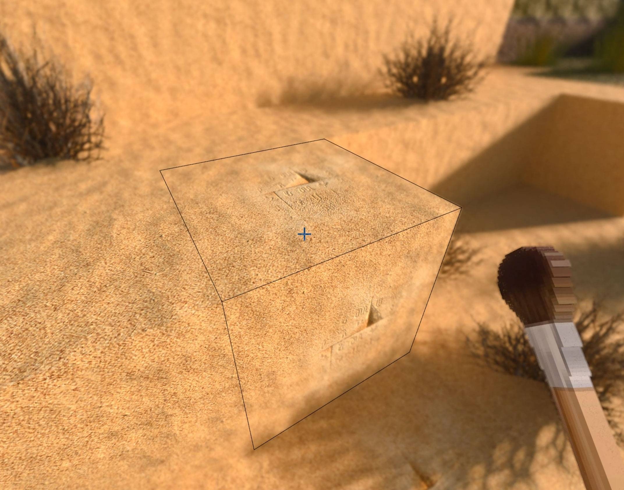 RealSource Realistic Texture Pack Screenshot 1 RealSource Realistic Texture Pack shows a detailed suspicious sand block in desert