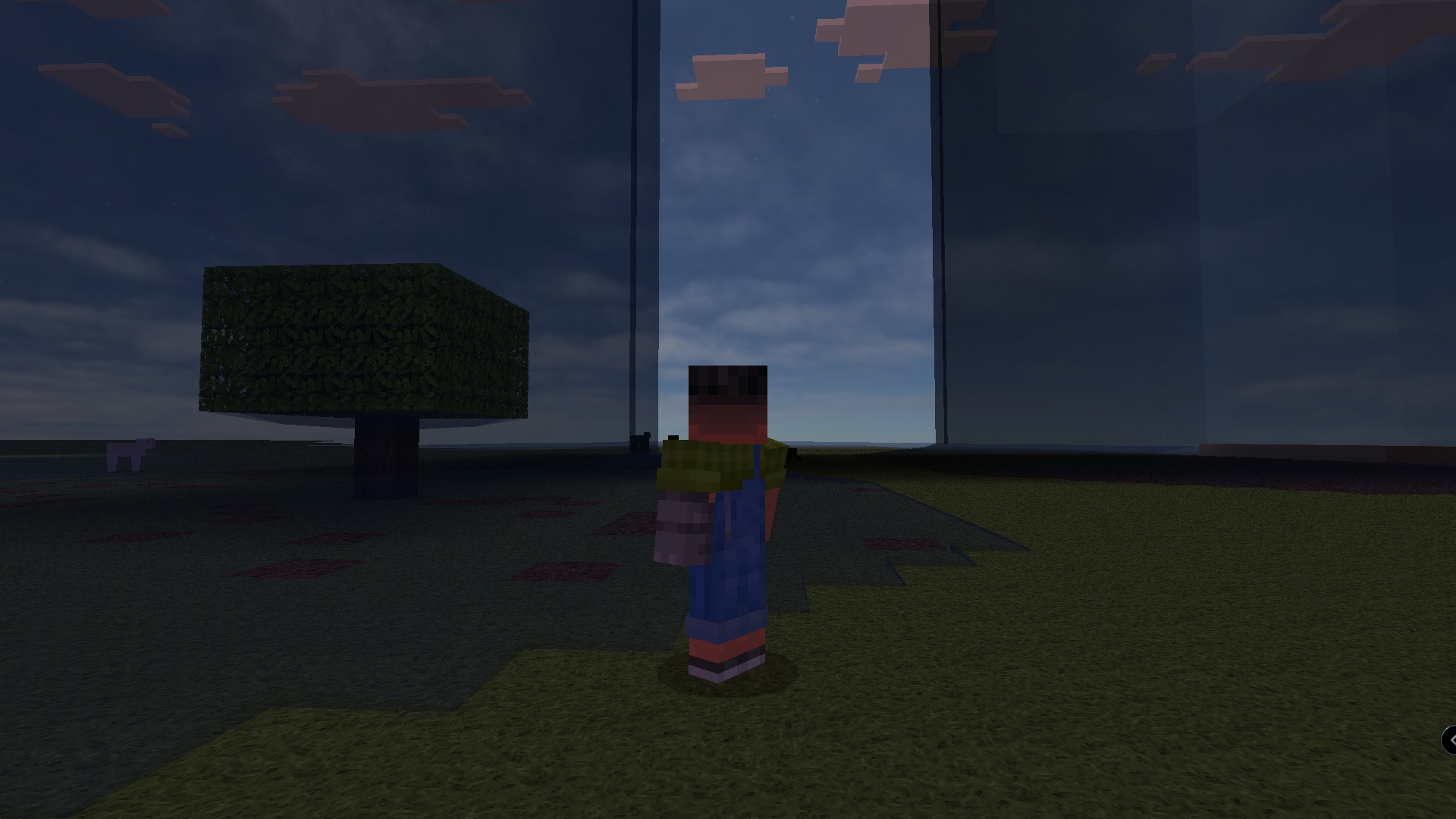 RealSource Realistic Texture Pack Screenshot 4 Player character viewing realistic lighting effects and reflections between dark walls