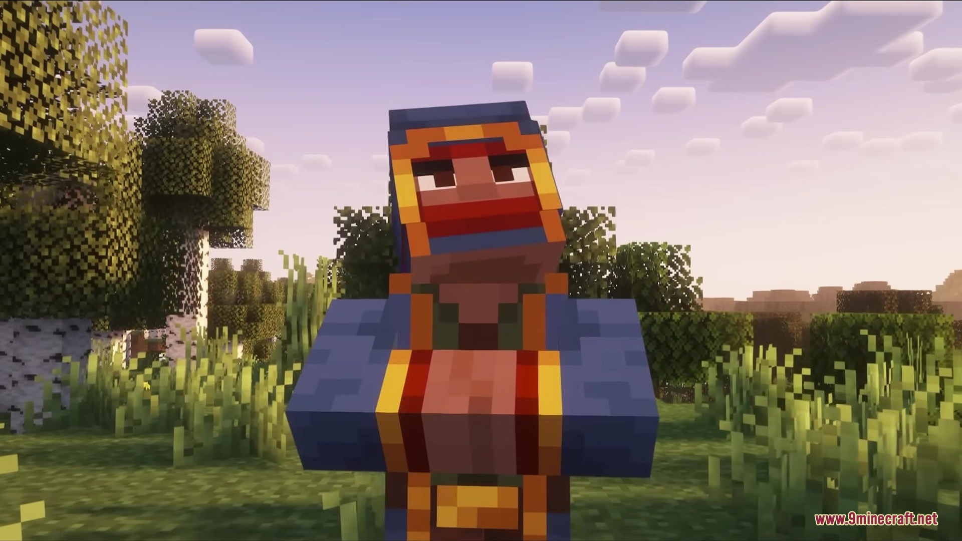 Realistic Villagers by Vaerph Resource Pack Screenshot 8 A wandering trader with a human face looks up at the sky