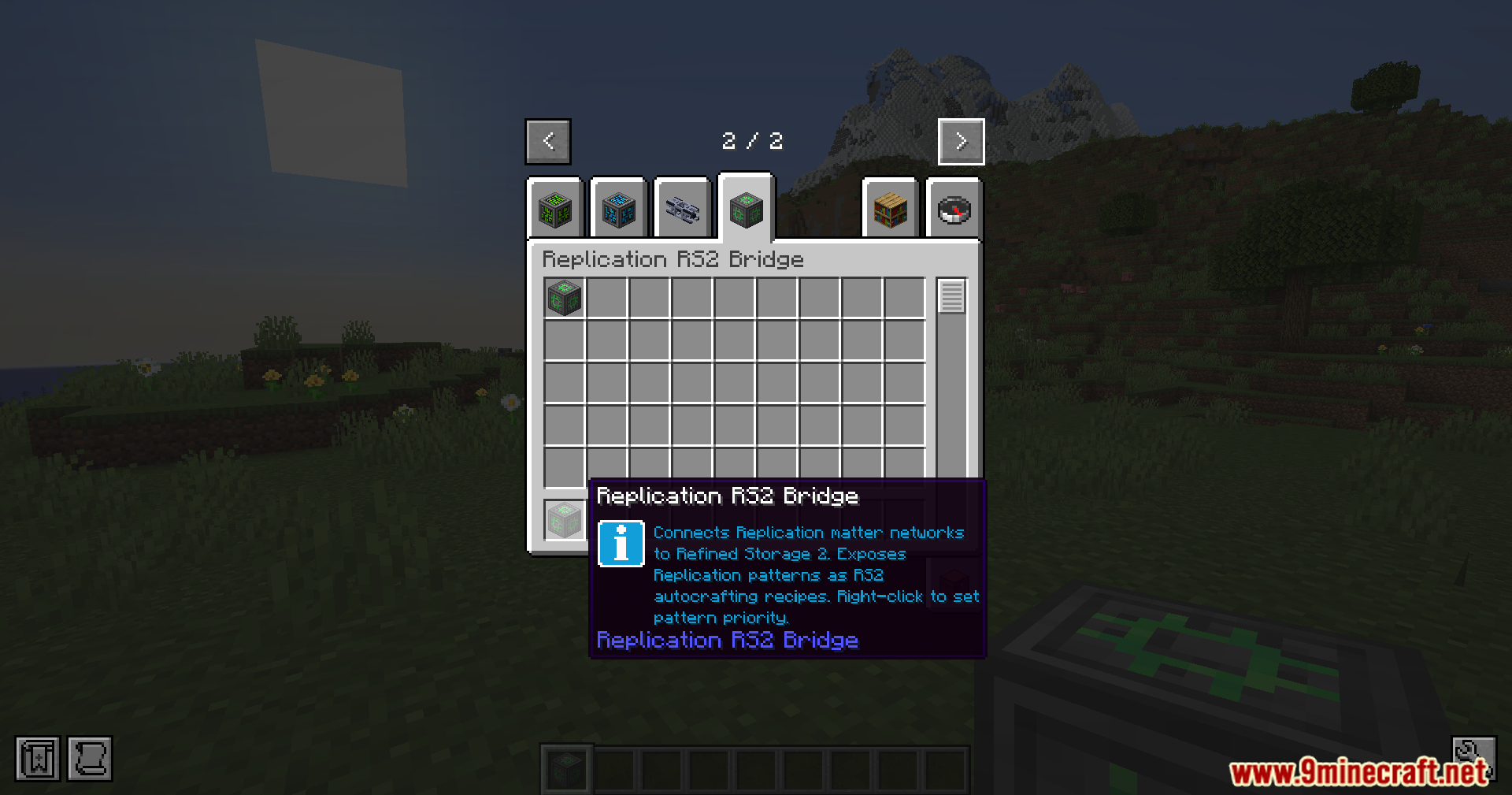 Creative inventory showing a block that links matter networks with storage systems