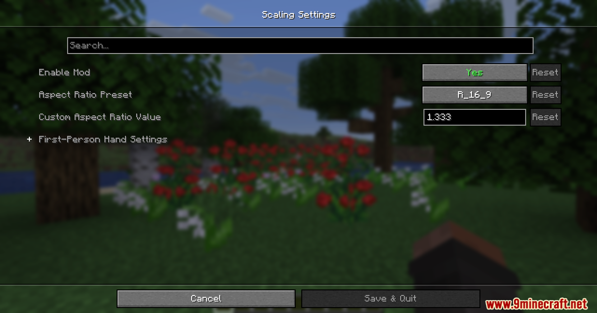 Rescale Aspect Ratio Mod Screenshot 8 The scaling settings menu of the Rescale Aspect Ratio Mod in Minecraft