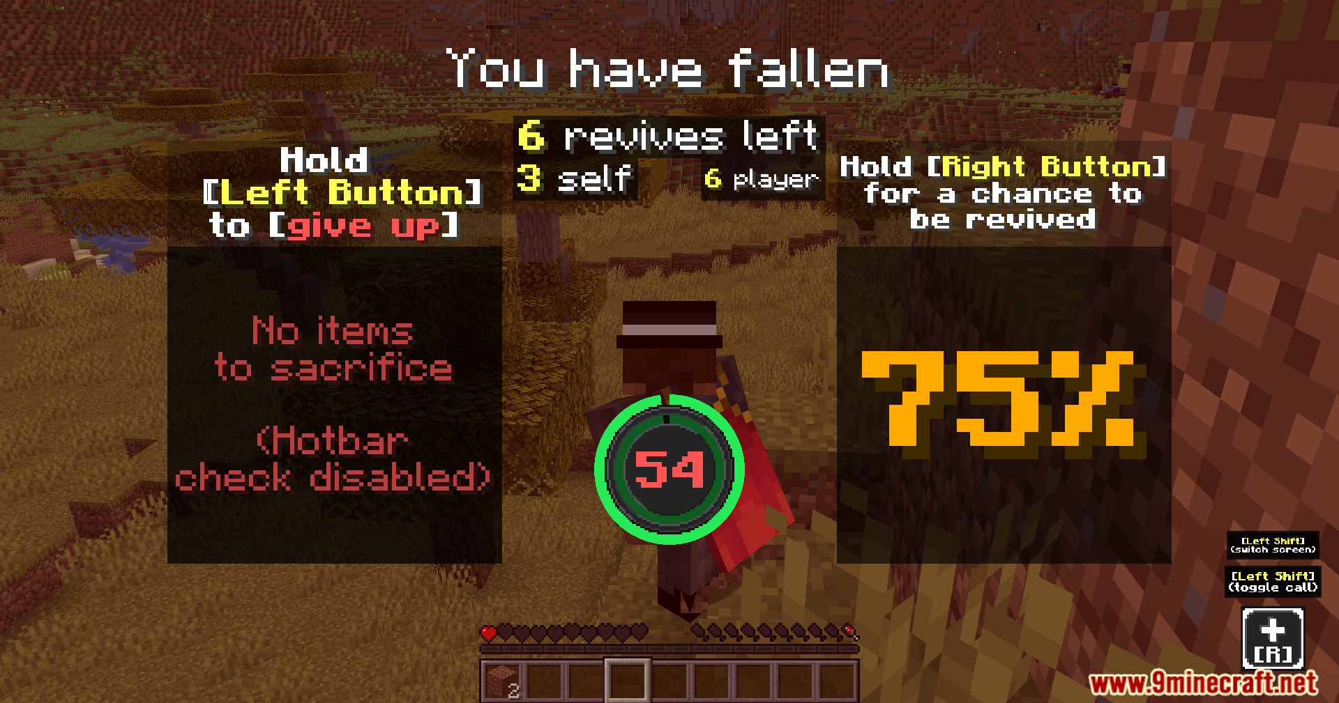 Revive Me Mod Screenshot 2 A player character in a fallen state with a countdown timer visible