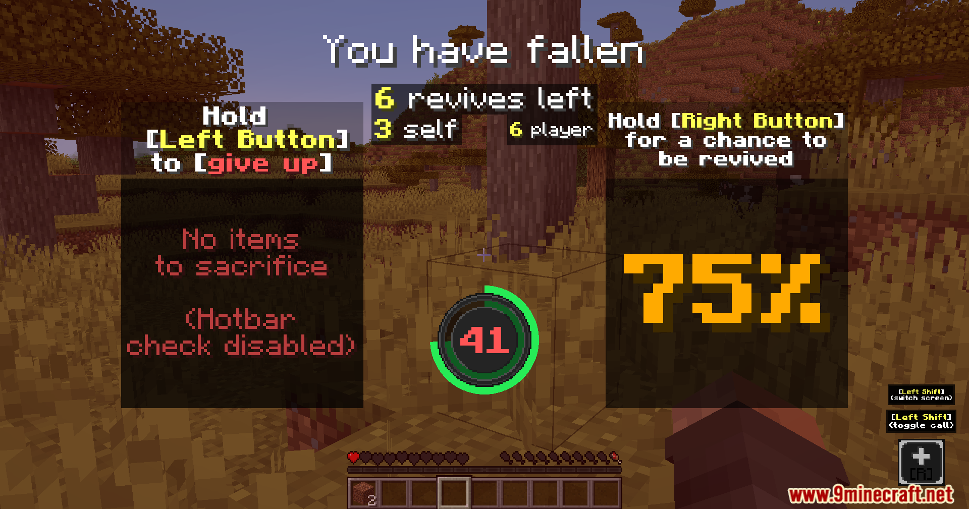 Revive Me Mod Screenshot 5 Revive Me Mod interface showing a fallen player with a revival countdown timer
