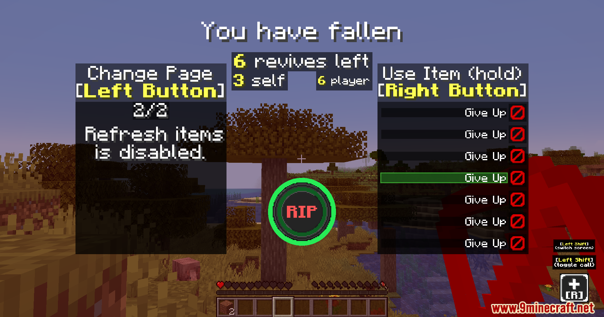 Revive Me Mod Screenshot 7 The Revive Me Mod interface showing a player in the fallen state