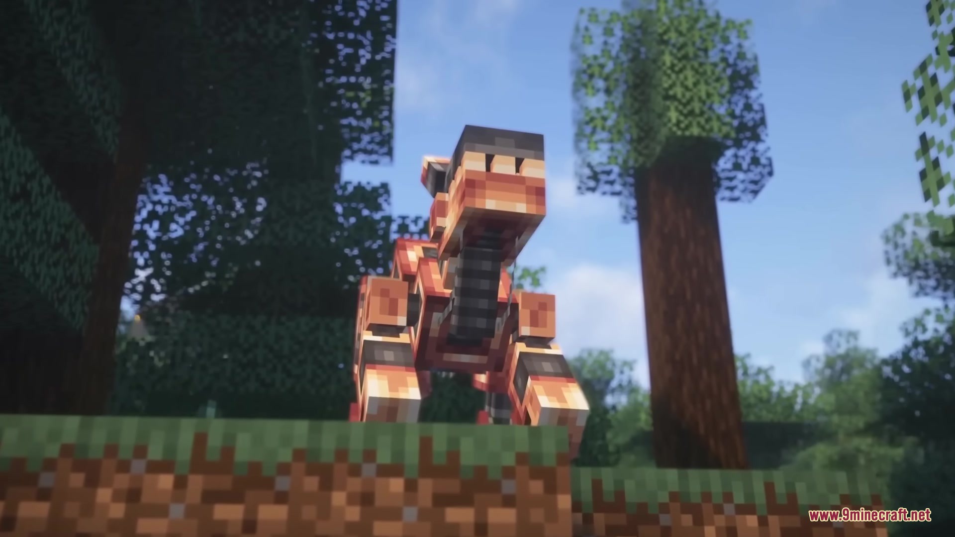 Robot Dinos Mod Screenshot 4 Robotic dinosaur standing on a grassy hill from a low angle
