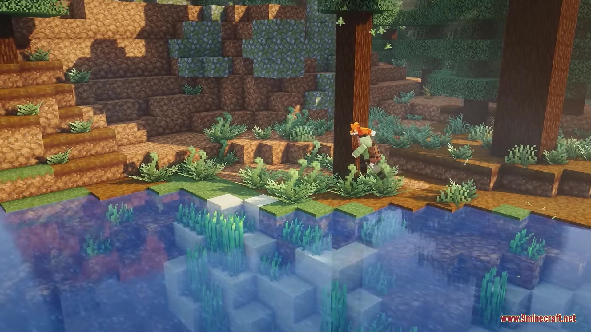 Rojak Resource Pack Screenshot 3 Rojak Resource Pack enhances the forest environment with a fox character