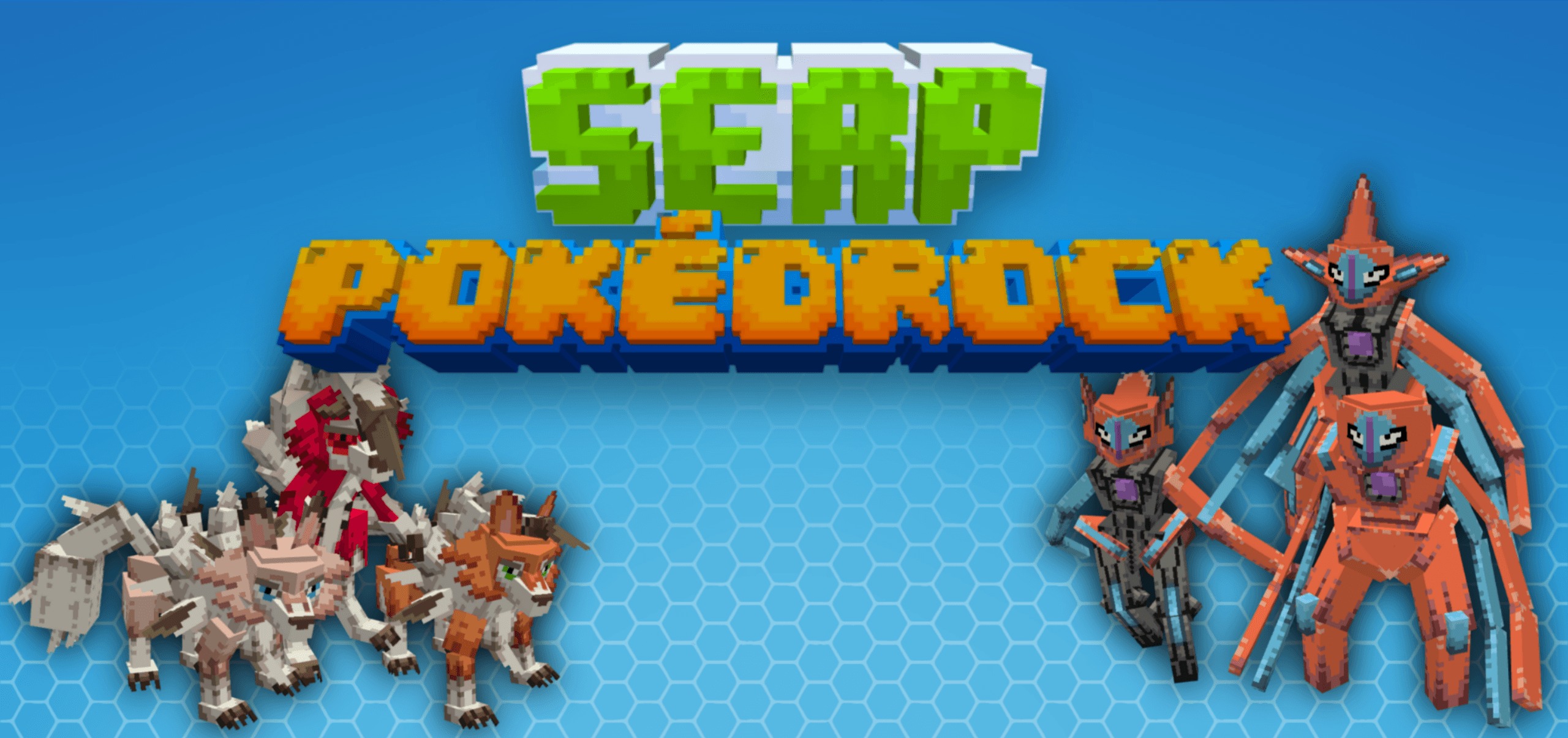 SERP Pokédrock Addon Screenshot 2 Blocky wolf and alien creatures shown under a large colorful game title