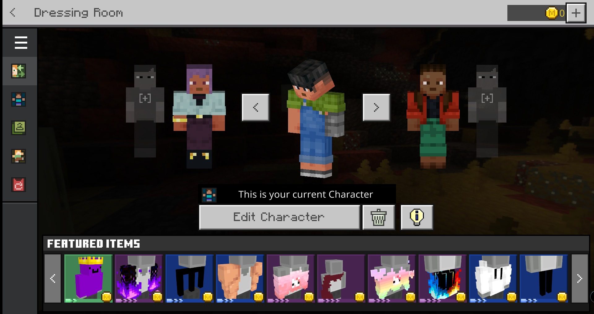SRG's Voxel Skins Skin Pack Screenshot 1 SRG Voxel Skins Skin Pack dressing room menu showing character models