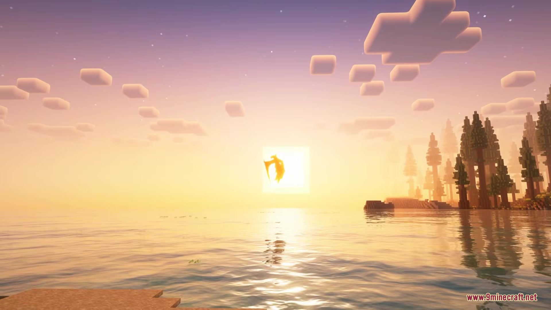 Saint's Dragons Mod Screenshot 5 A dragon silhouette flies in front of the sun during a beautiful sunset