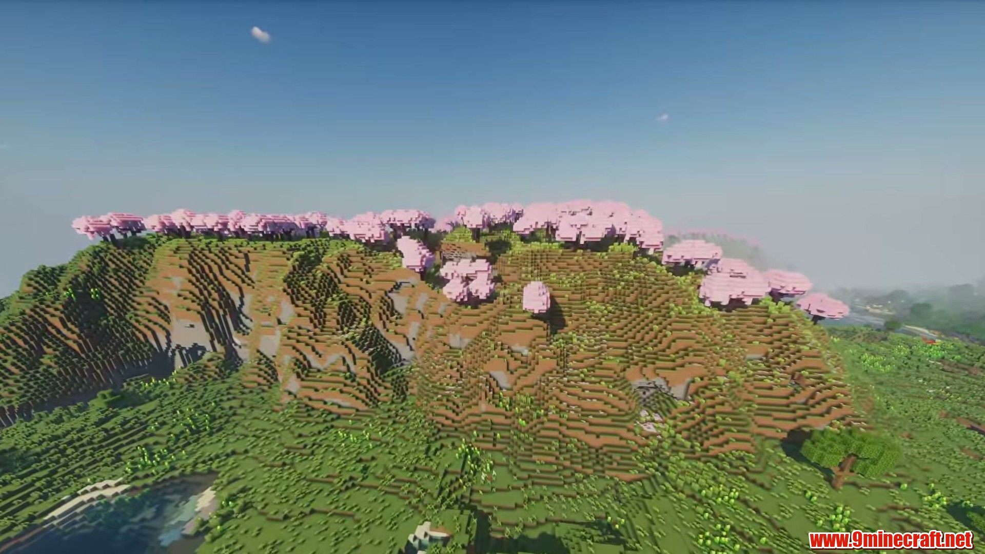 Terrain and landmarks in Minecraft seed 64967321012094567