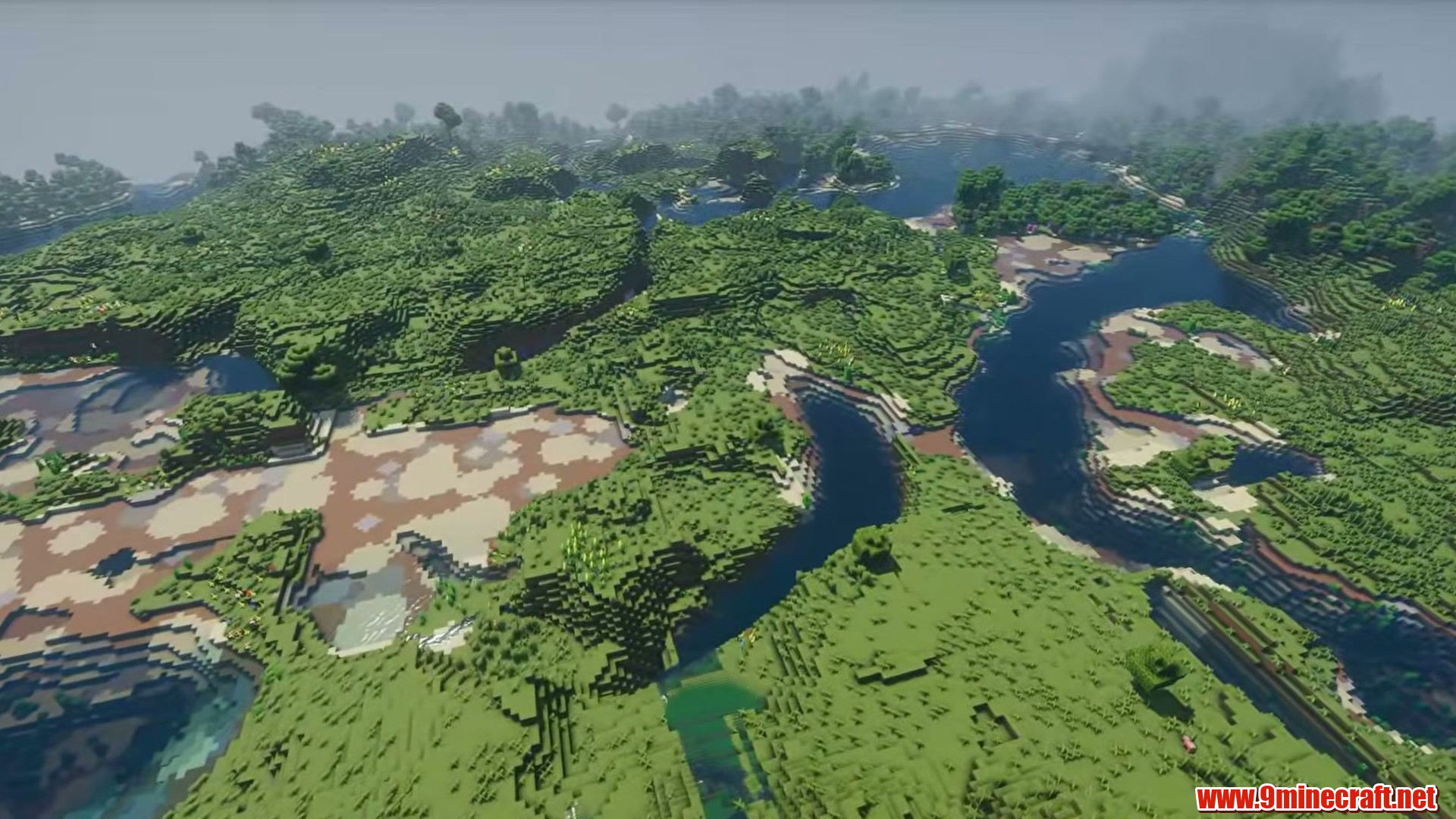 Terrain and landmarks in Minecraft seed -5166240631993850064