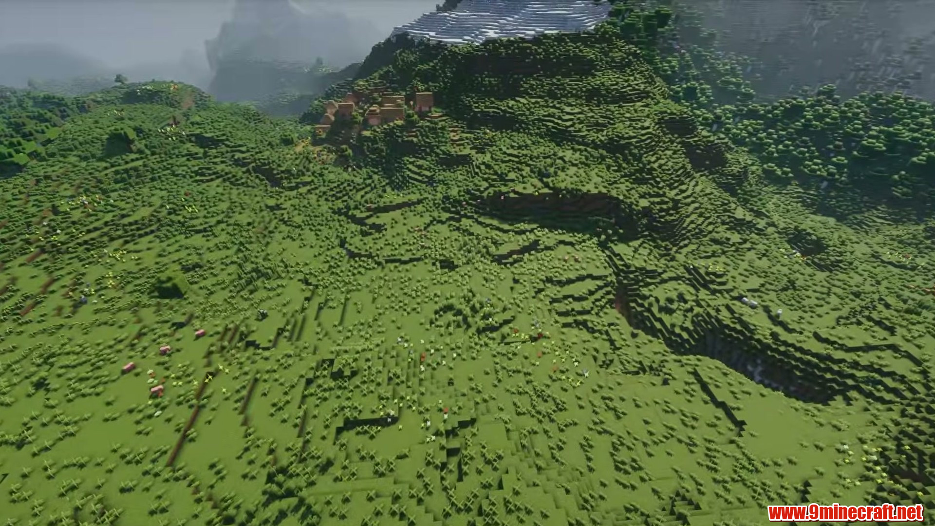 Terrain and landmarks in Minecraft seed -4640731270946204405