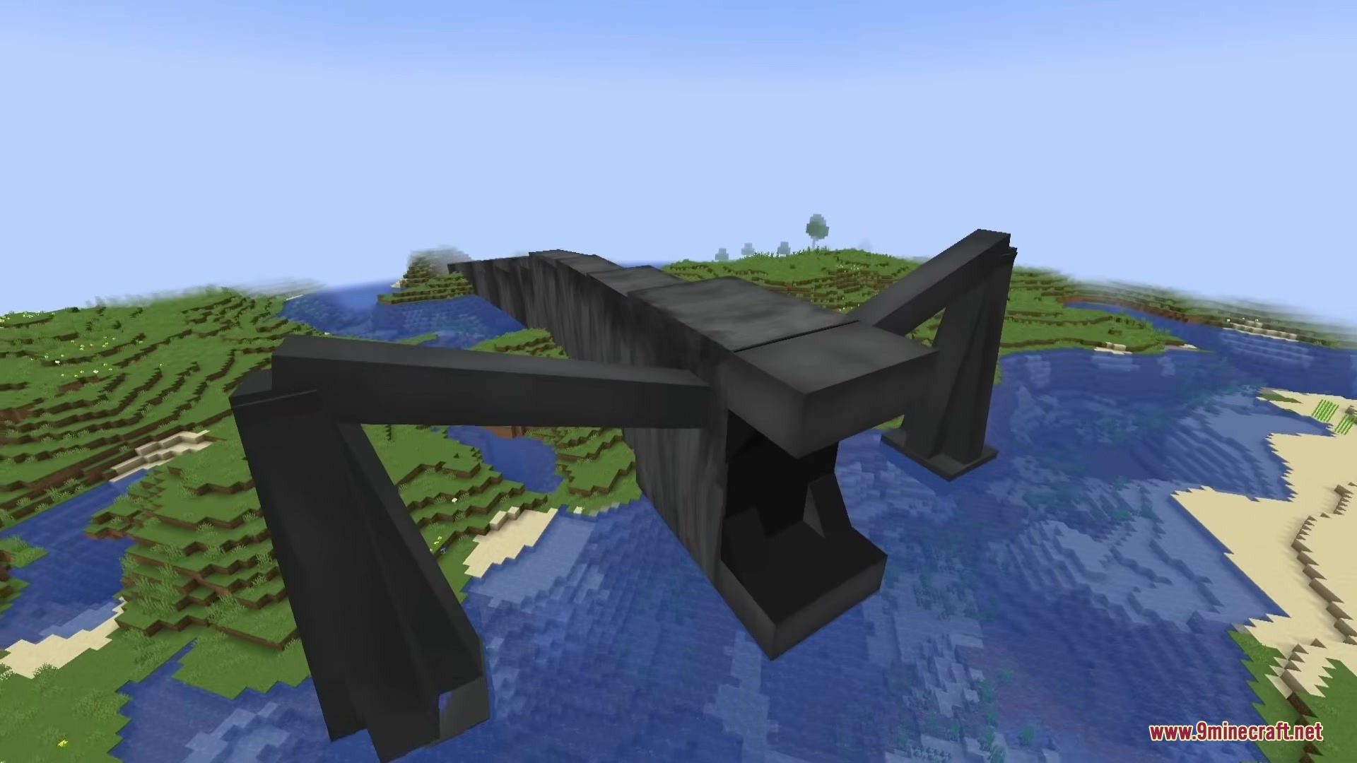 Sea Myths Legendary Ocean Monsters & Bosses Creatures Mod Screenshot 3 A massive Sea Eater monster floating above the ocean in Minecraft
