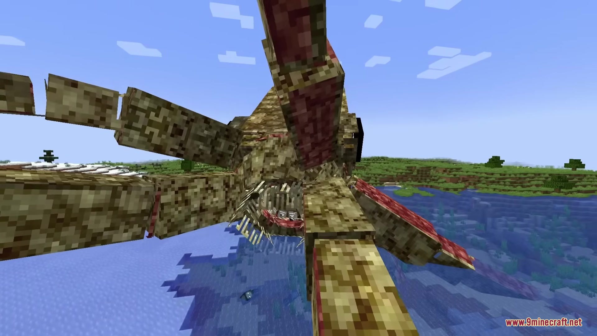 Sea Myths Legendary Ocean Monsters & Bosses Creatures Mod Screenshot 9 Giant Sea Eater monster with a massive open mouth in the Minecraft ocean