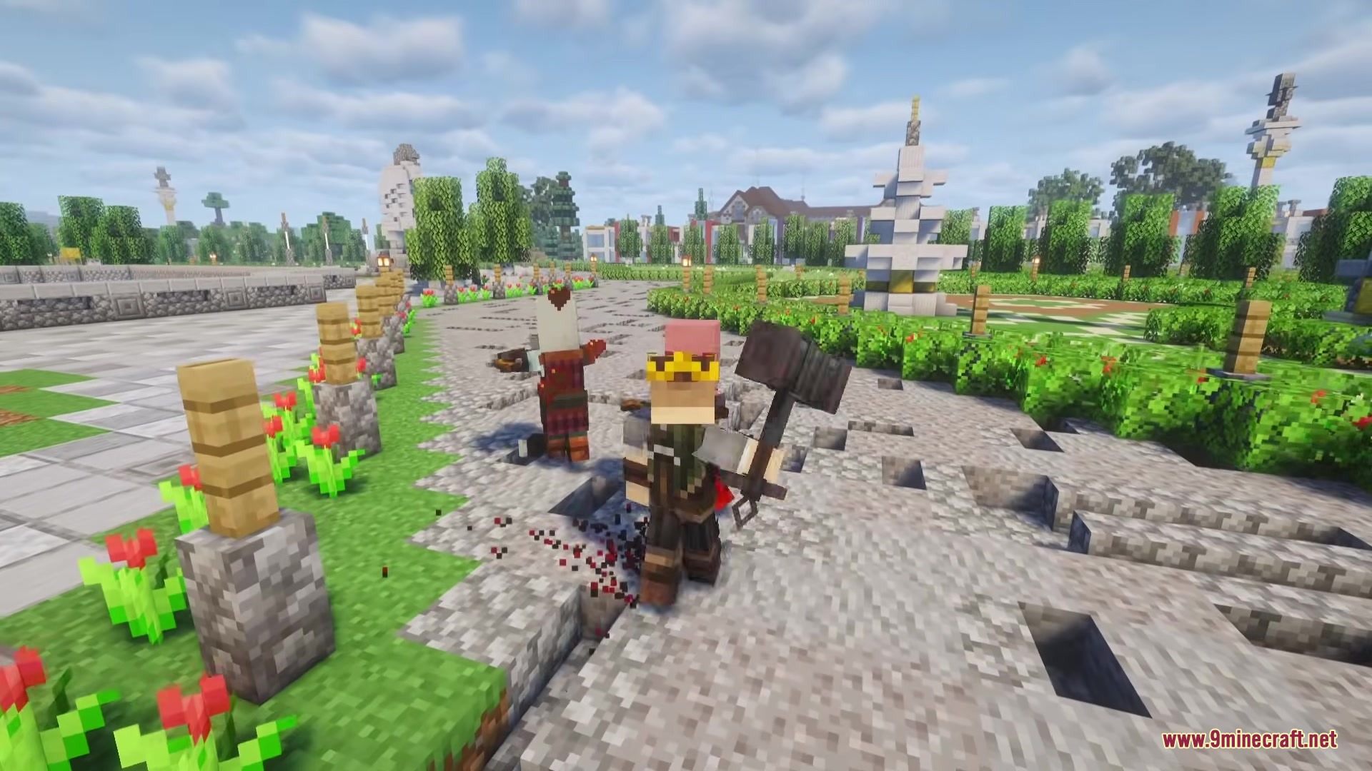Sea Weapons Mod Screenshot 5 A Minecraft player wielding a heavy anchor hammer to create a powerful shockwave