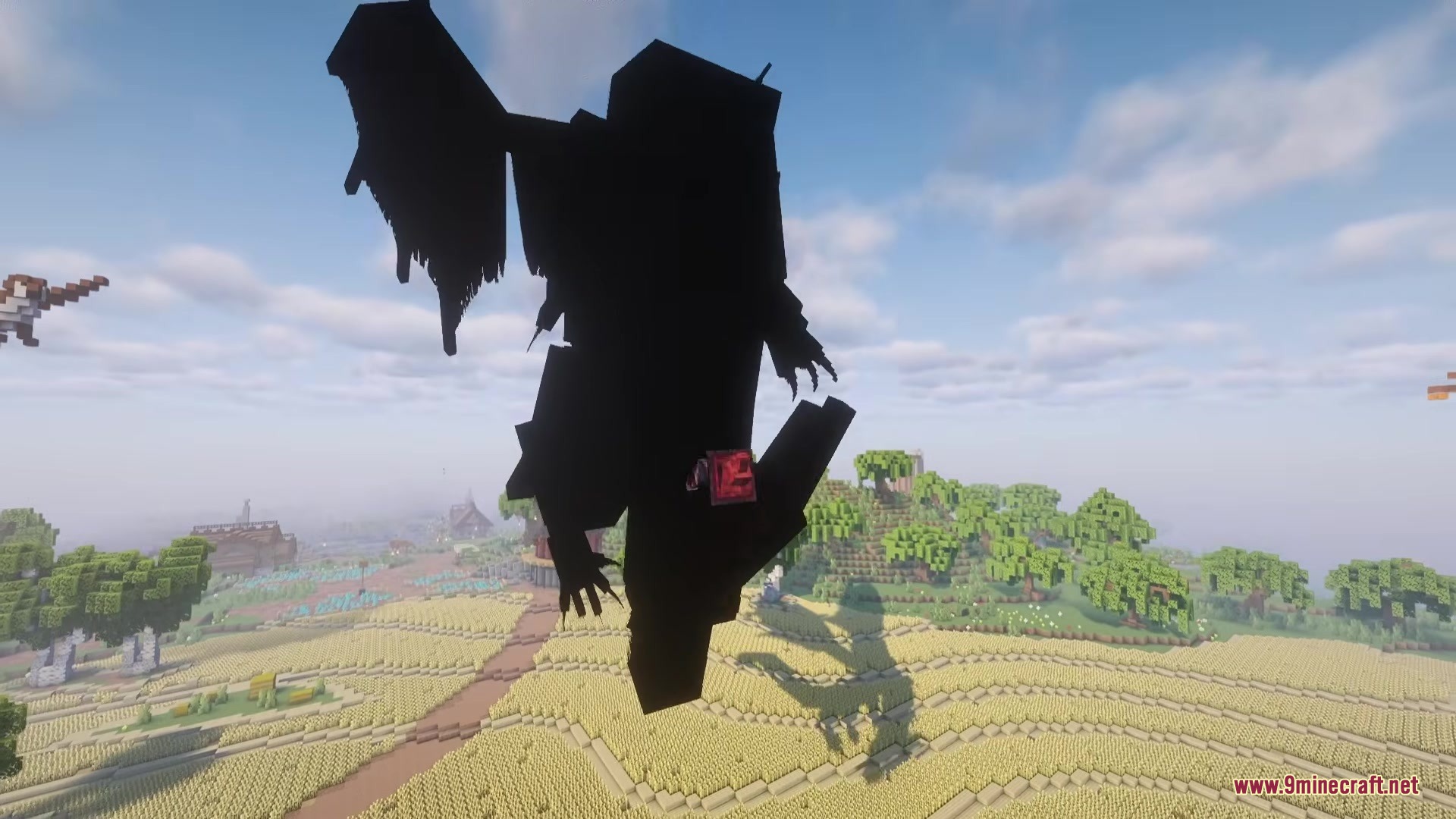 Shadows Z Mod Screenshot 5 A giant winged shadow minion from Shadows Z Mod hovers over the fields