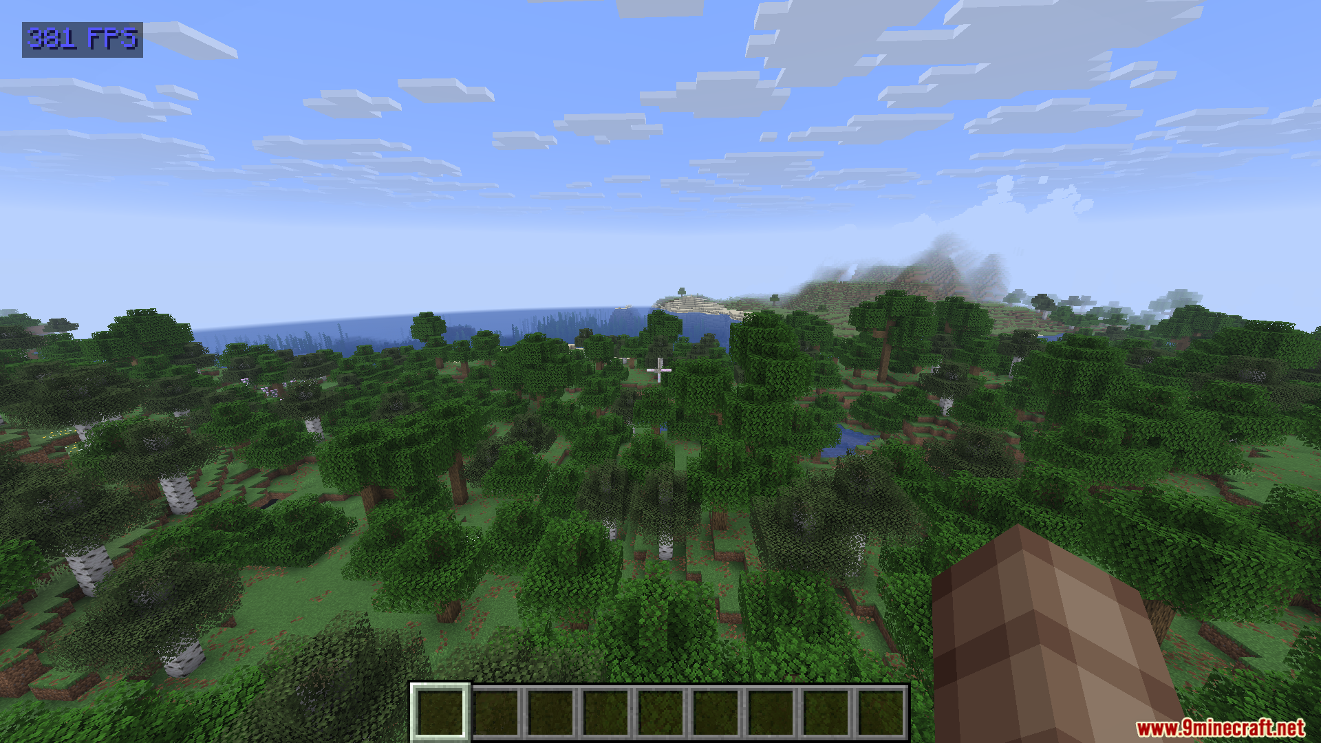 Show FPS Mod Screenshot 5 Forest landscape featuring a blue frame rate counter in the corner