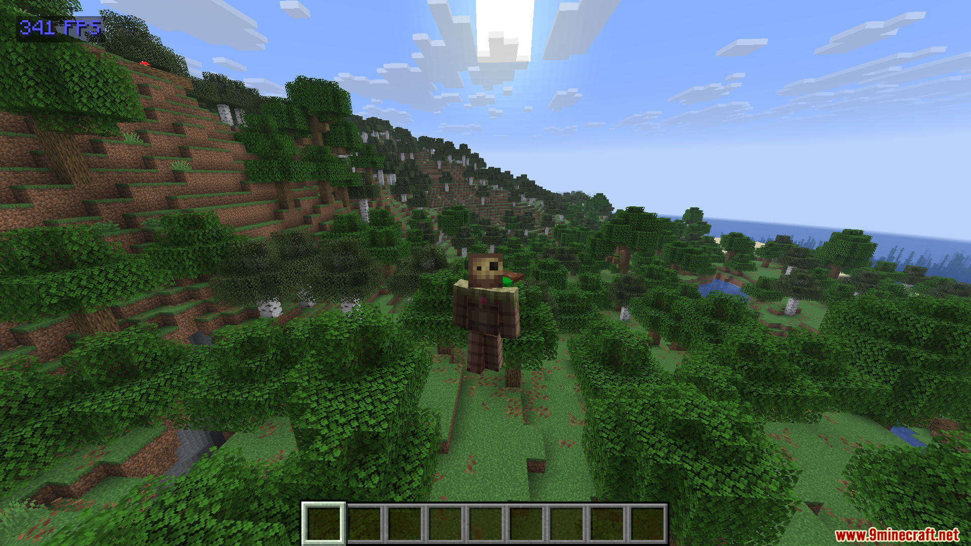 Show FPS Mod Screenshot 8 Third person view of a player character in a forest biome