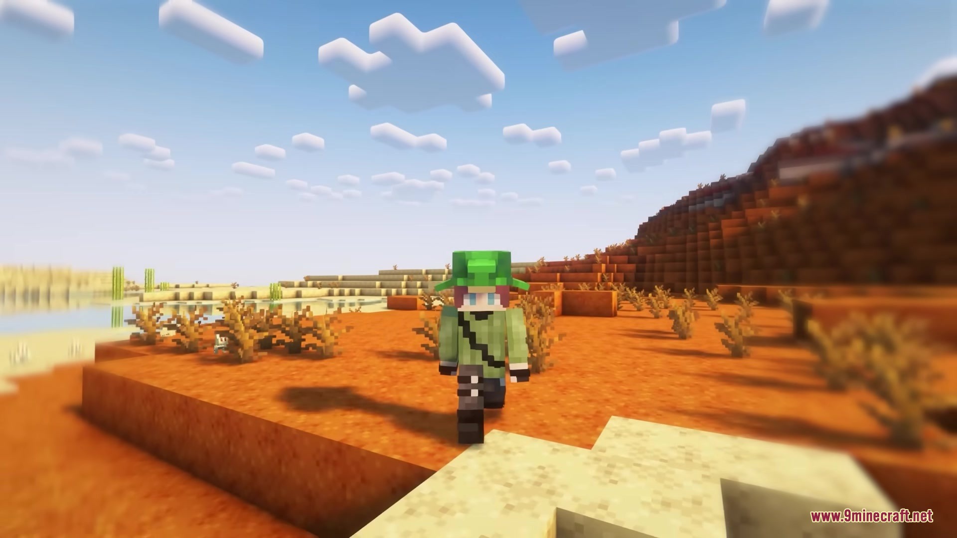 Silly Moves Resource Pack Screenshot 7 Character leaning forward while walking through a sunny badlands biome