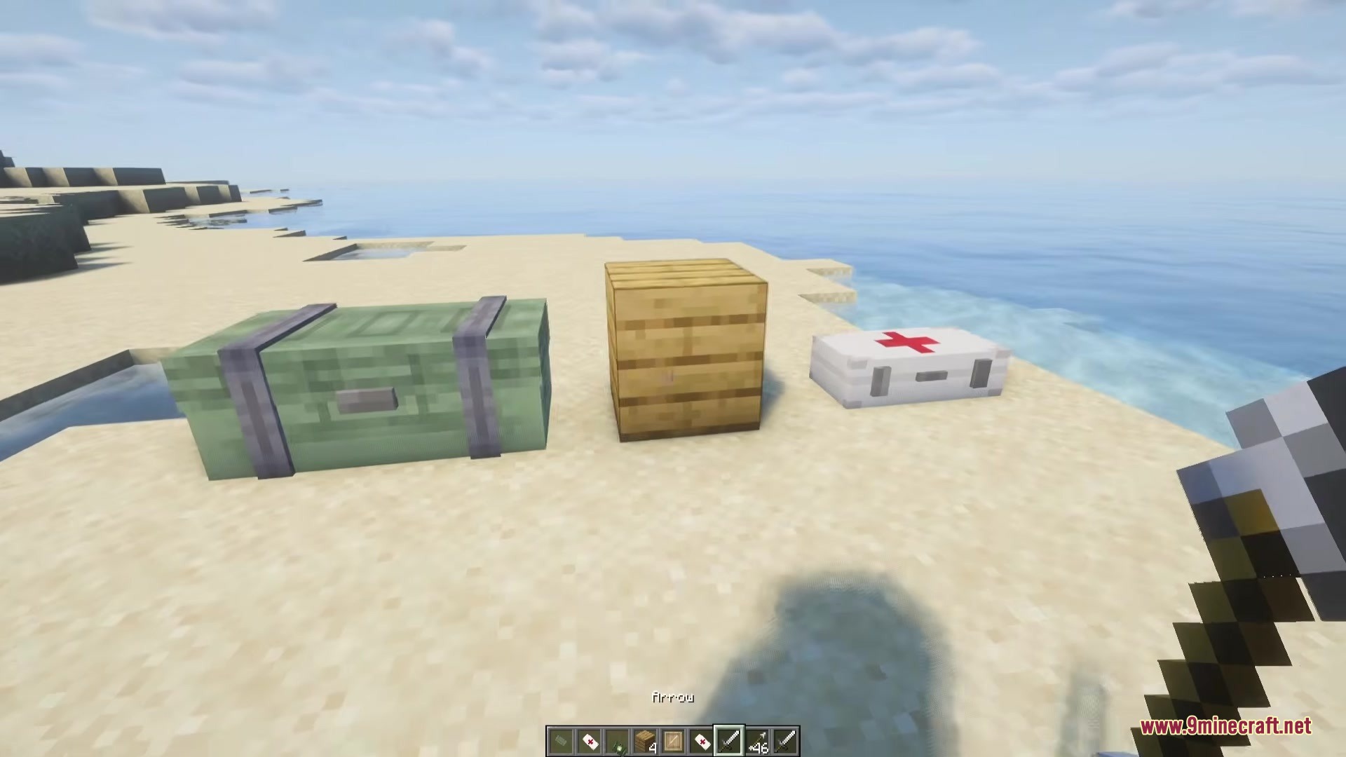 Simply Airdrops Mod Screenshot 4 Close up view of green wooden and medical crates on the sand