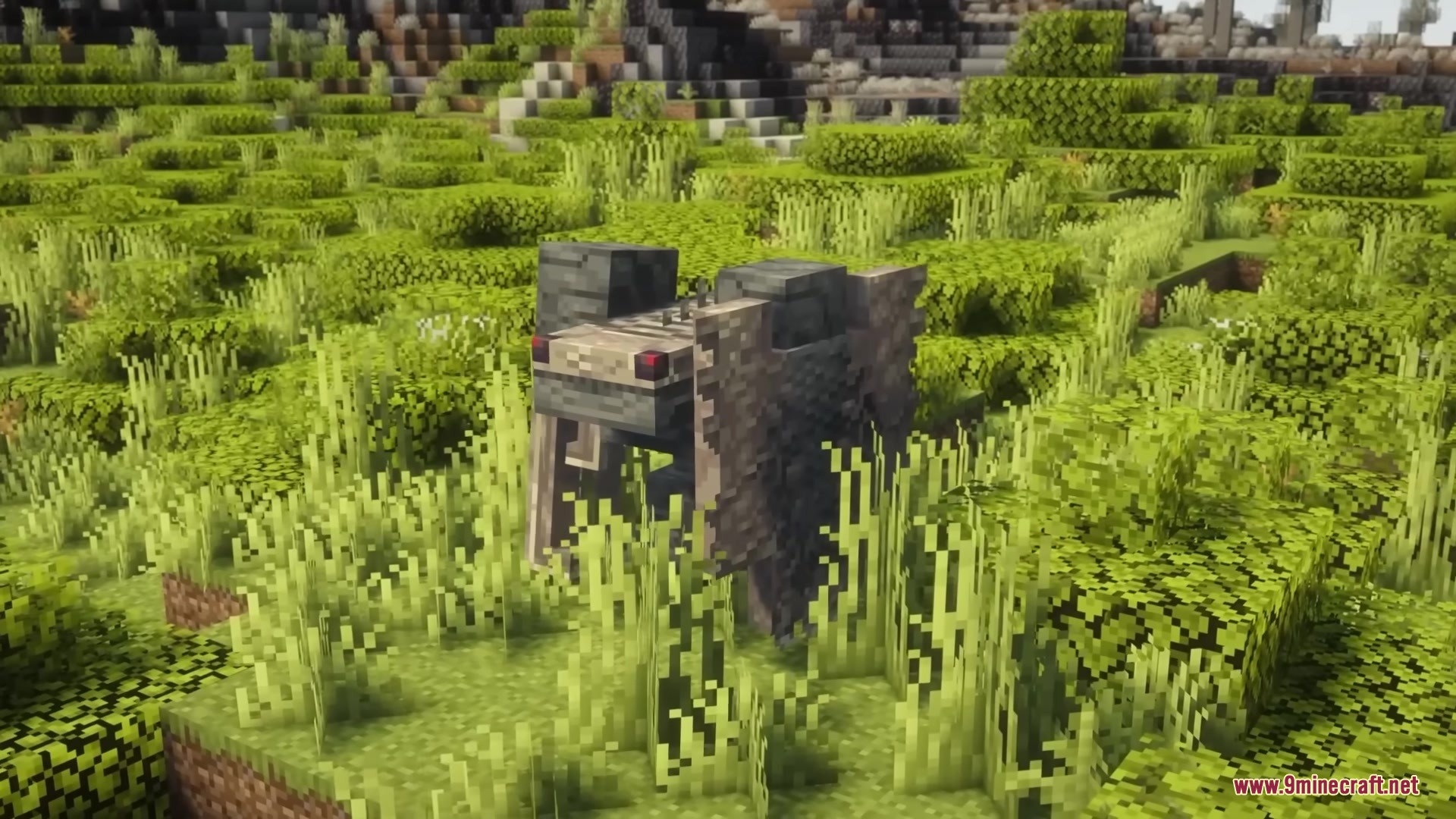 Skarrier Mobs Mod Screenshot 12 A small stone rager beast stands in a bright grassy field