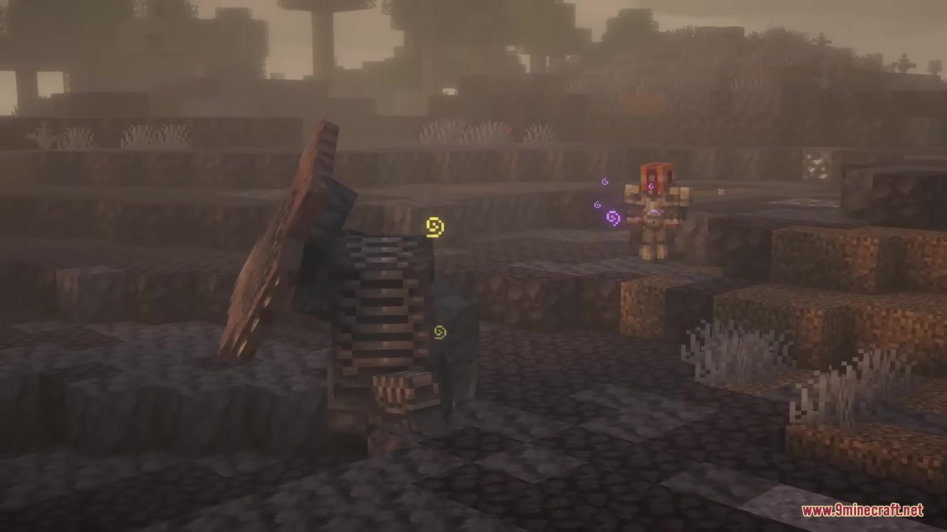 Skarrier Mobs Mod Screenshot 16 The Breacher monster prepares to attack a player in a misty forest