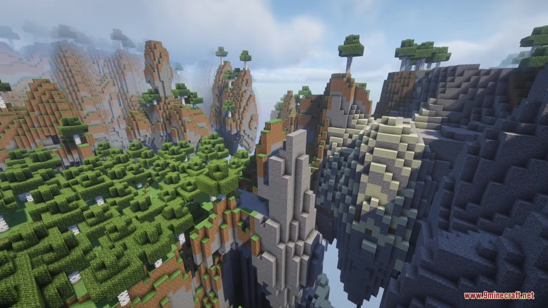 Sky Archipelago Mod Screenshot 4 Lush forest biomes generating on massive floating islands in Minecraft