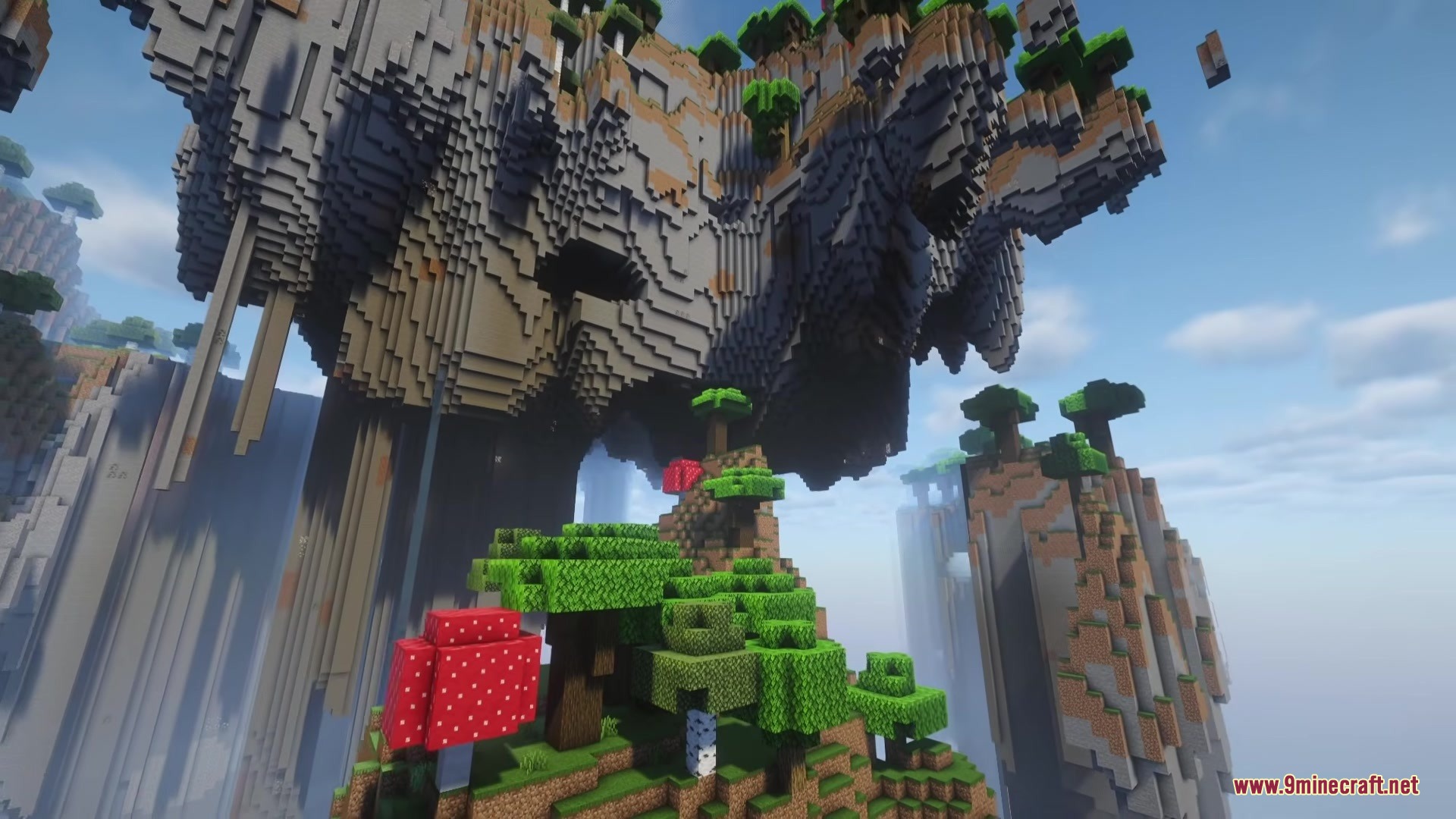 Sky Archipelago Mod Screenshot 5 Lush floating islands with trees and mushrooms in a bright sky