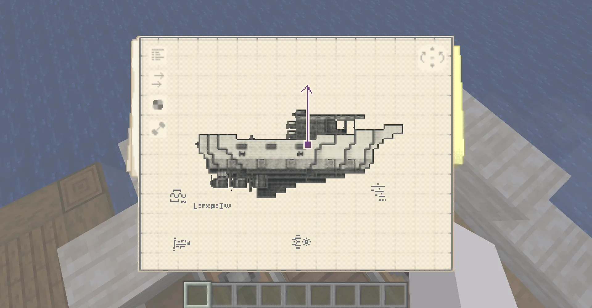 Small Boat Schematic Screenshots 2 Schematic interface displaying a side view of a small limestone and mangrove boat