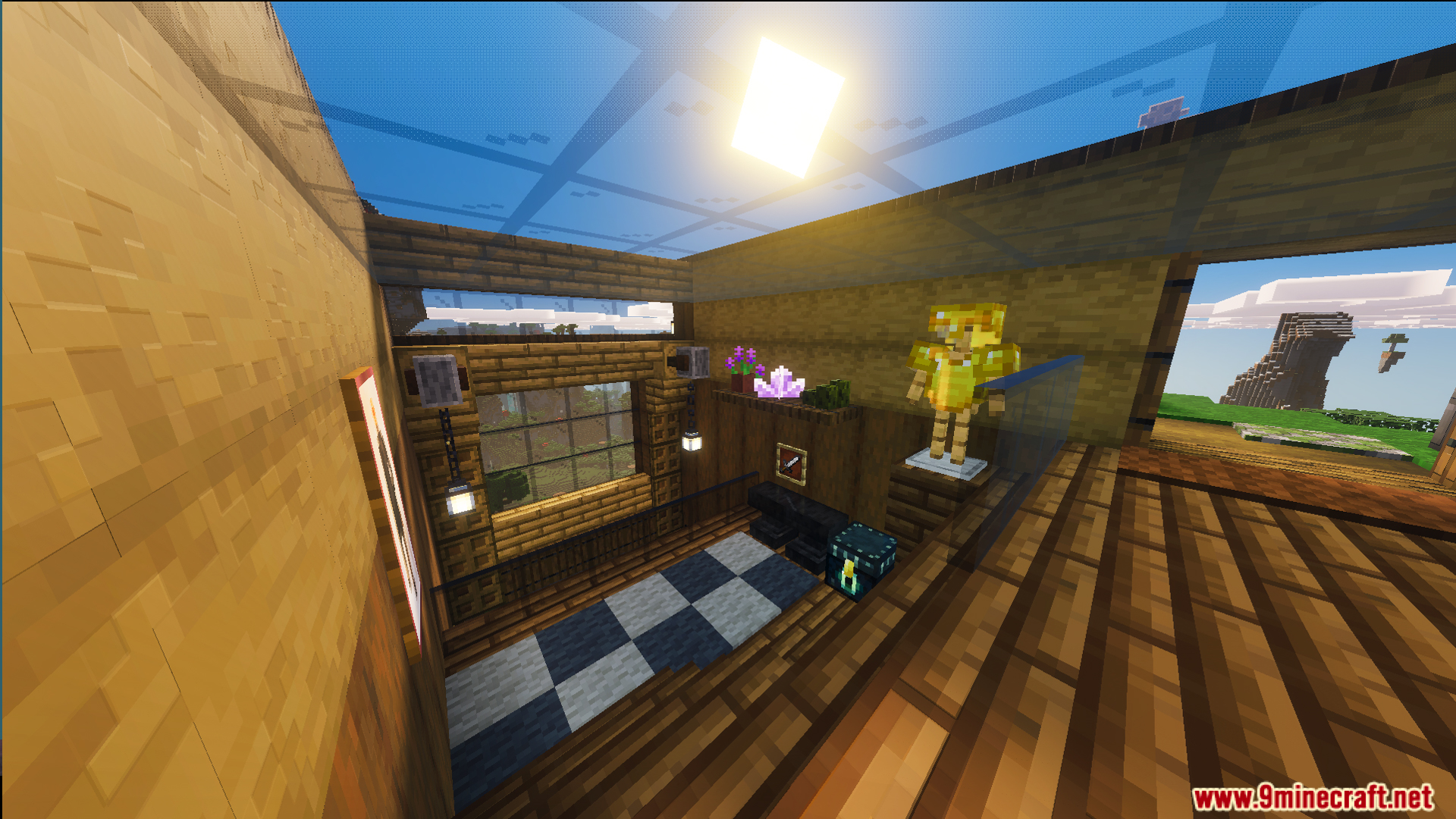 Small Cliff House Map Screenshot 5 Cozy interior room of the Small Cliff House Map with glass roof