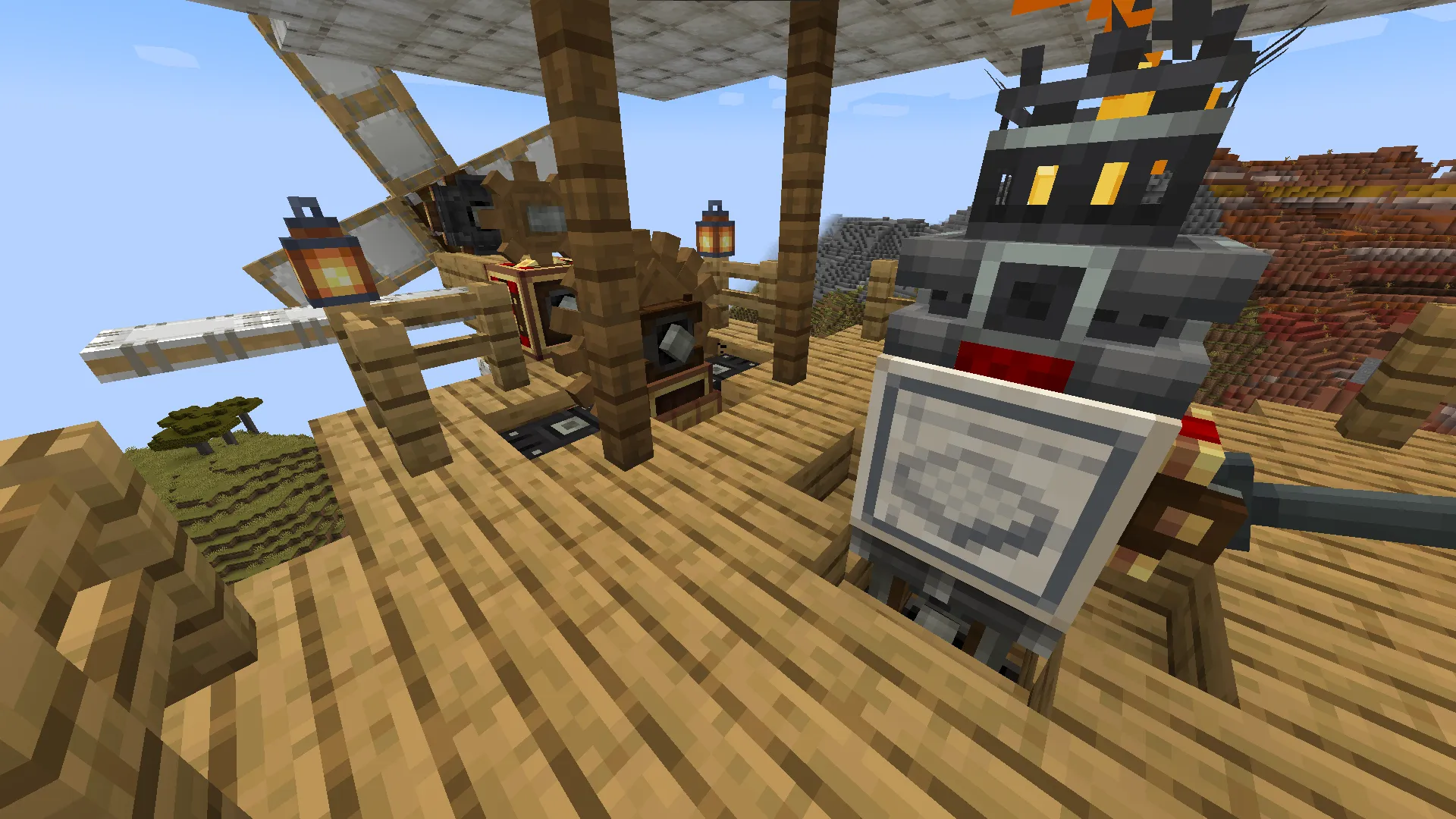 Small Simple Airship Neuu Schematic Screenshots 1 Close up of the mechanical engine and propeller system on the wooden deck