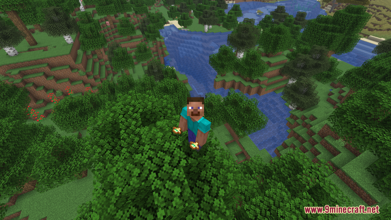 Smaller Totems Resource Pack Screenshot 9 Steve holding two small Totems of Undying from the Smaller Totems Resource Pack