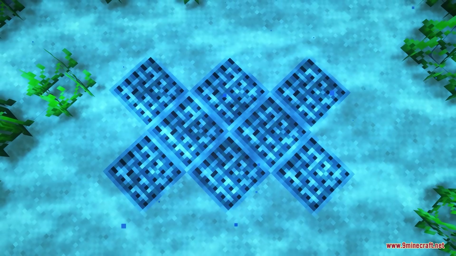 Smithery Mod Screenshot 8 Blue metal grates arranged in a pattern on the ocean floor underwater