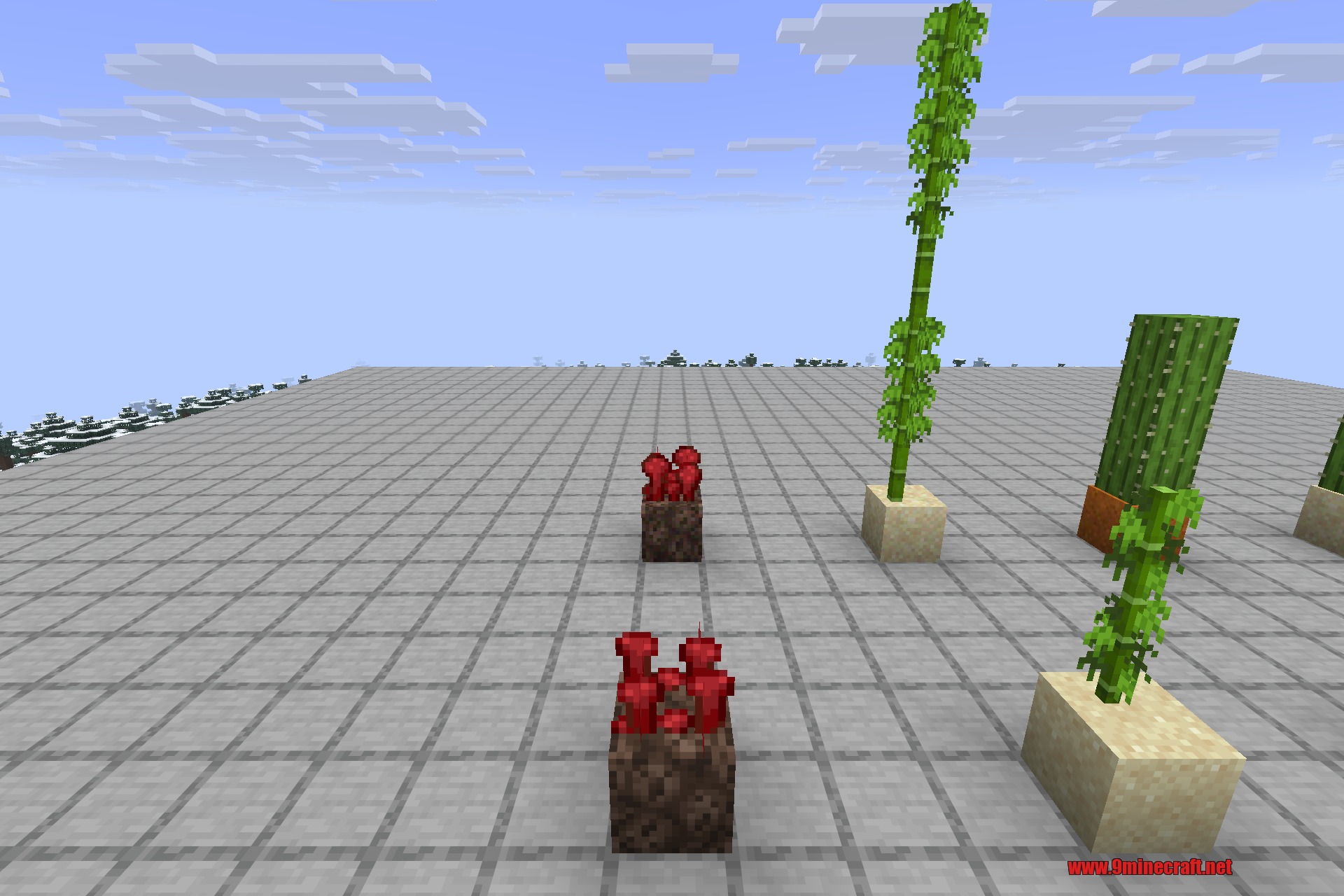 Snad 9minecraft Mod Screenshot 5 Nether wart and bamboo growing on special sand blocks in a flat world