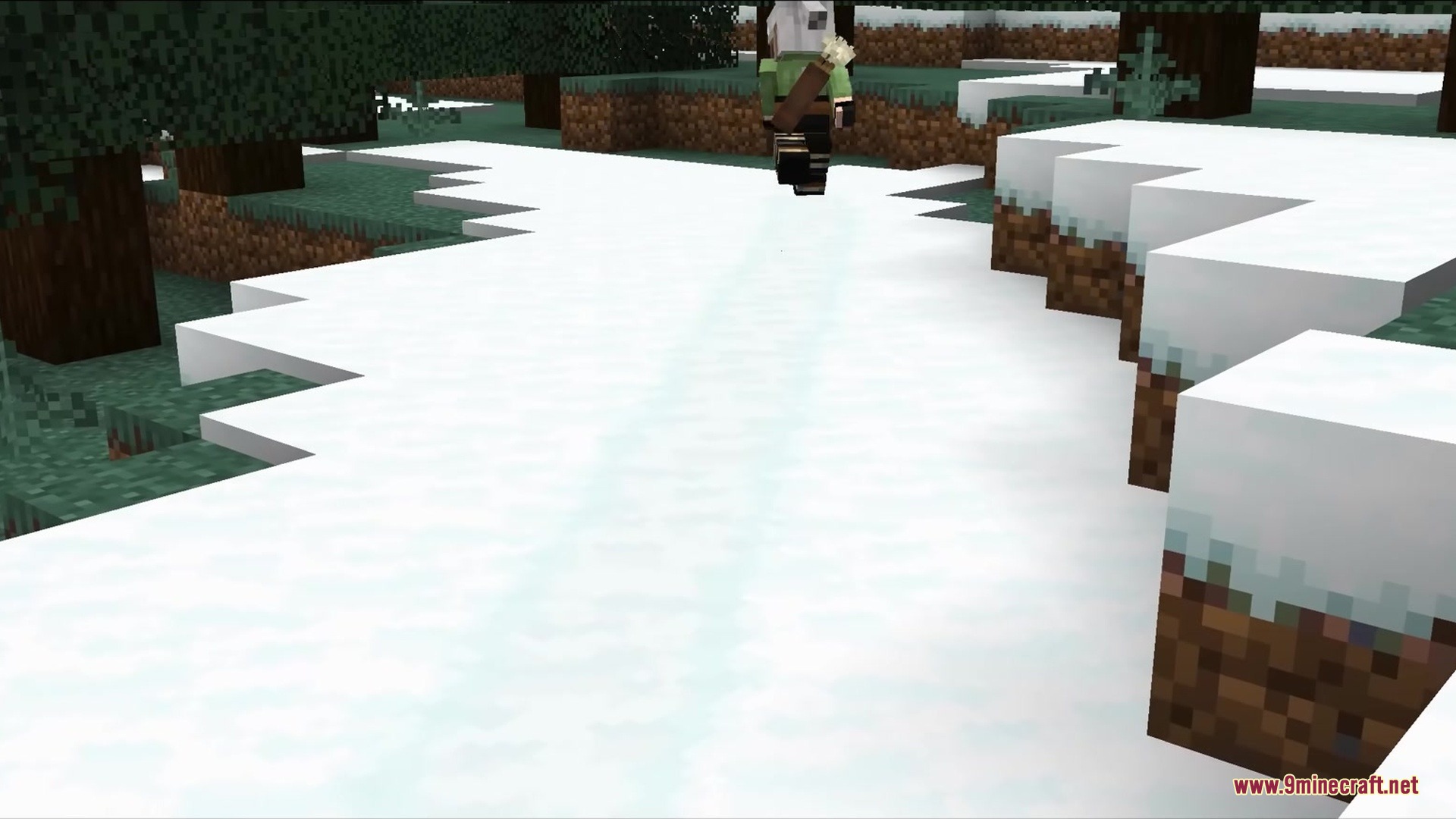 Soft Imprints Mod Screenshot 1 Player character walks through snow leaving a trail of visible footprints