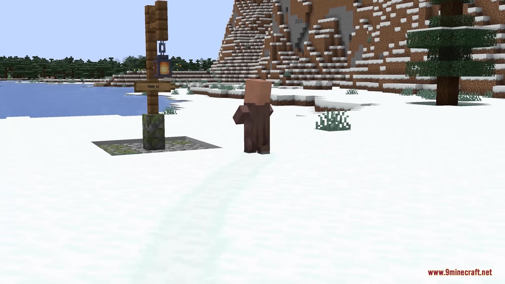 Soft Imprints Mod Screenshot 3 A villager walks through snow leaving a trail of footprints behind