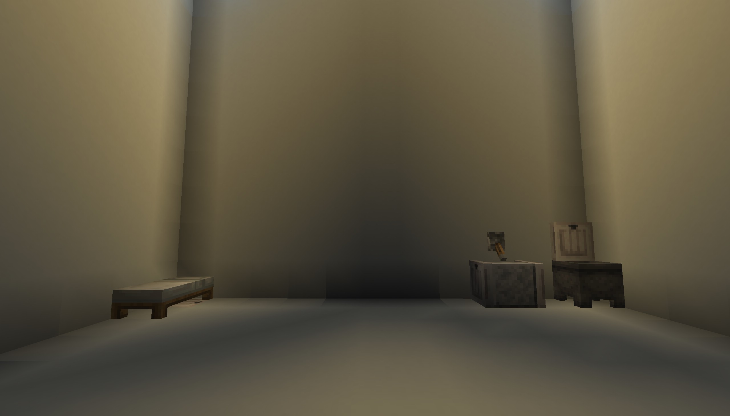 Solitary Map Screenshot 3 A minimalist solitary cell featuring a wooden bench and stone furniture