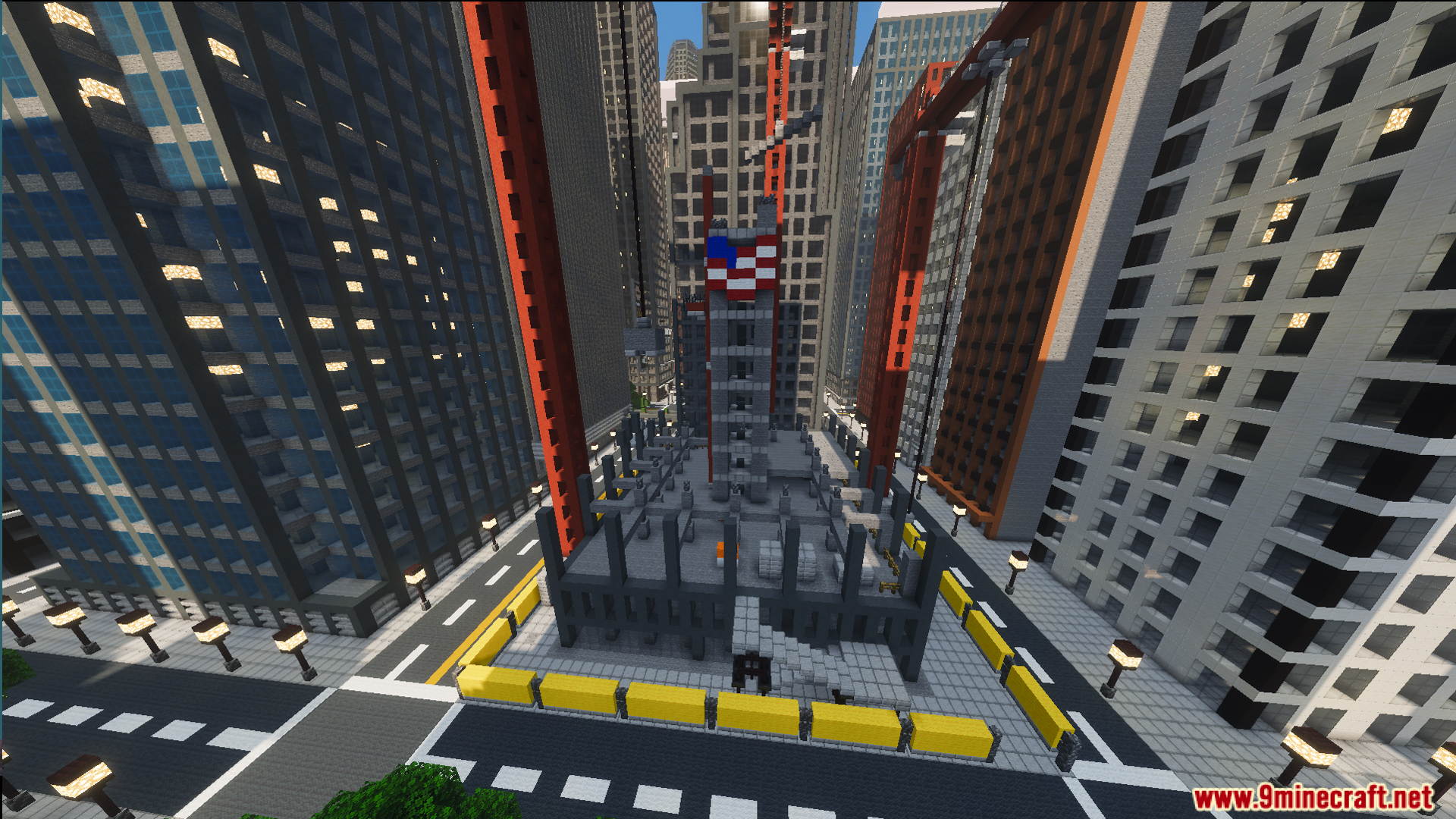 SpiderMan City Map Screenshot 2 Walk through detailed city streets below featuring tall cranes and a construction site