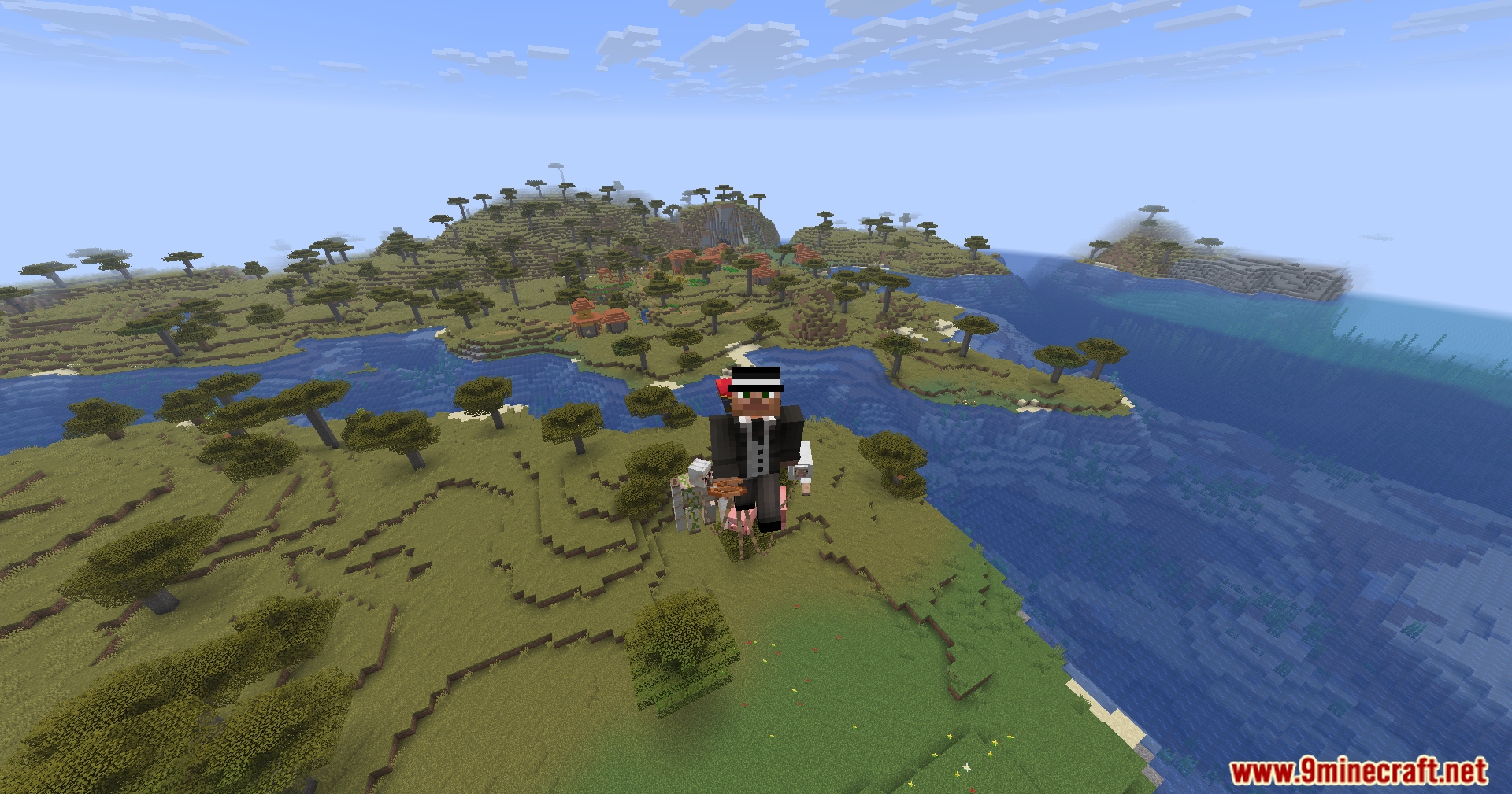 Strong Leads Mod Screenshot 8 Transporting farm animals through the air using leads and an Elytra