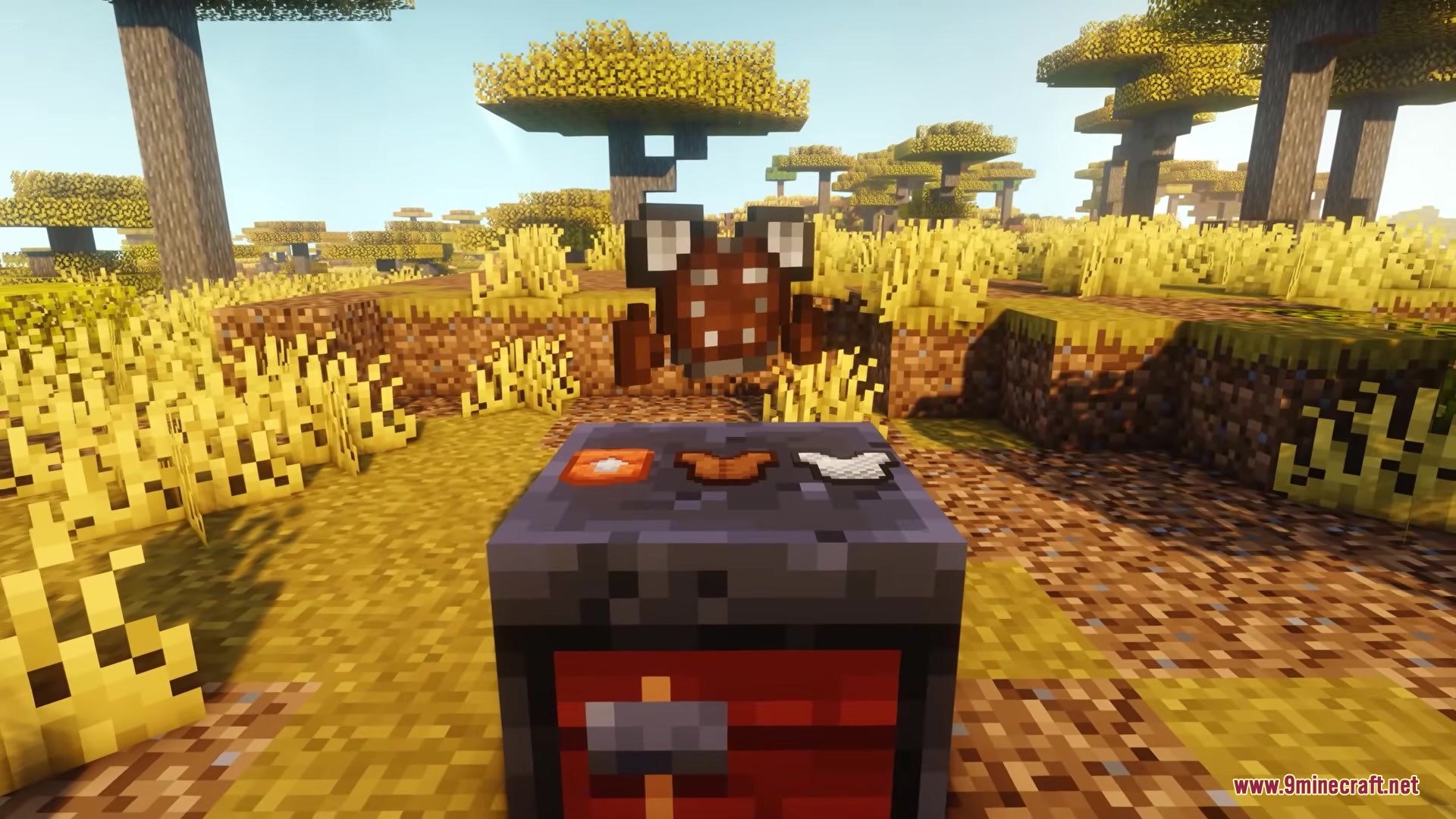 Sulfur Cubes Mod Screenshot 5 A smithing table displays materials for crafting a custom sulfur themed chestplate item