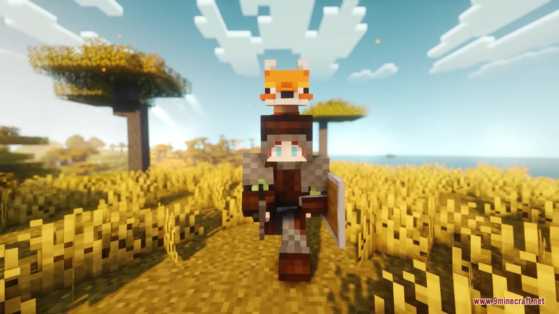 Sulfur Cubes Mod Screenshot 7 A Minecraft character wearing armor with a small fox sitting on their head
