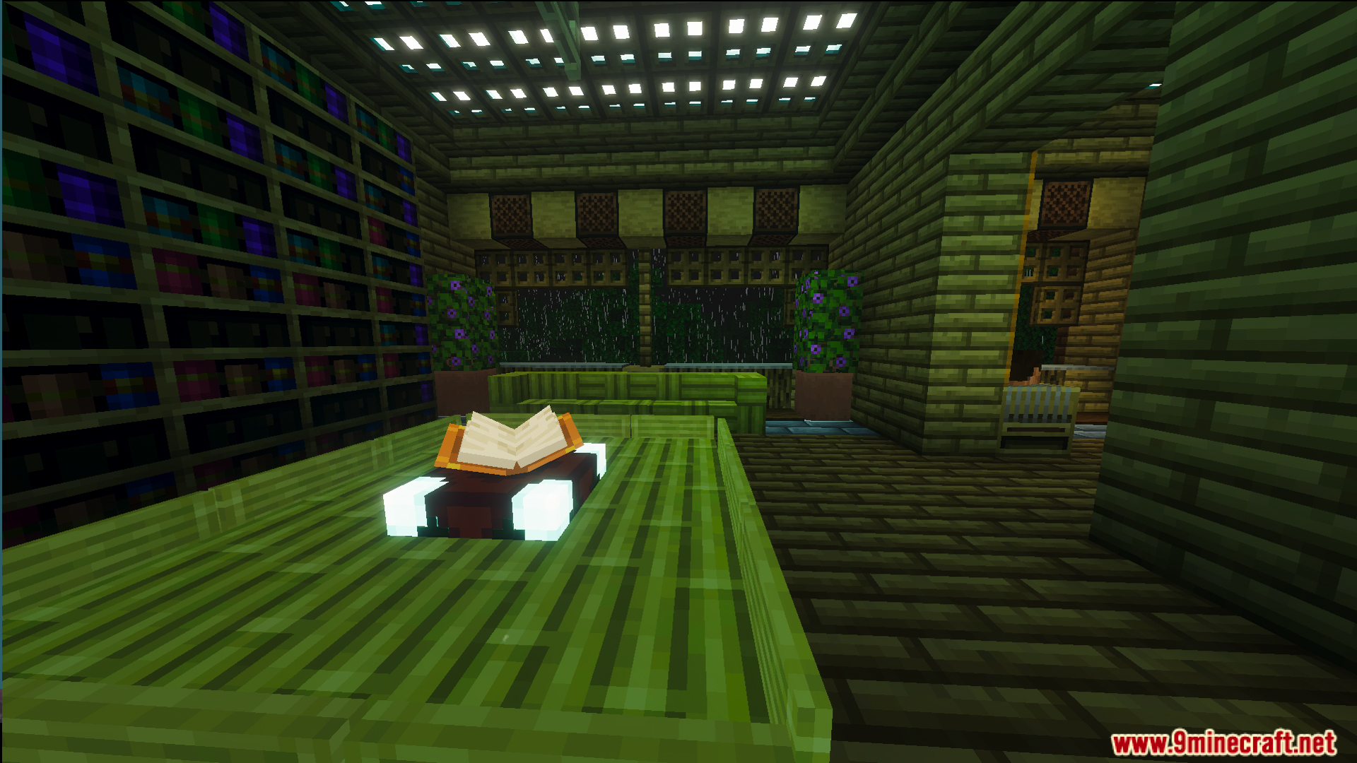 Survival Filo House 2 Map Screenshot 8 Cozy library room with bookshelves and an open book on a green table